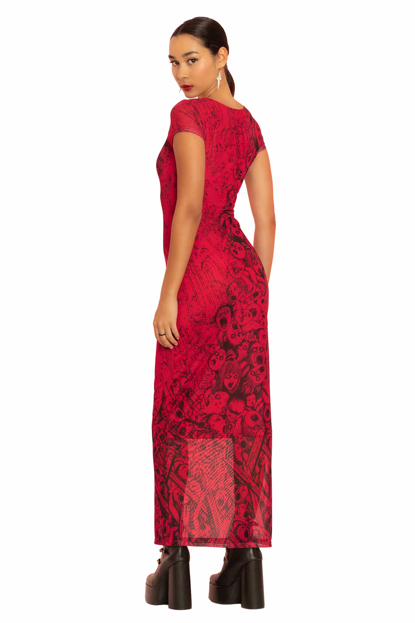 Erosion Sheer Short Sleeve Column Maxi Dress - Image 2