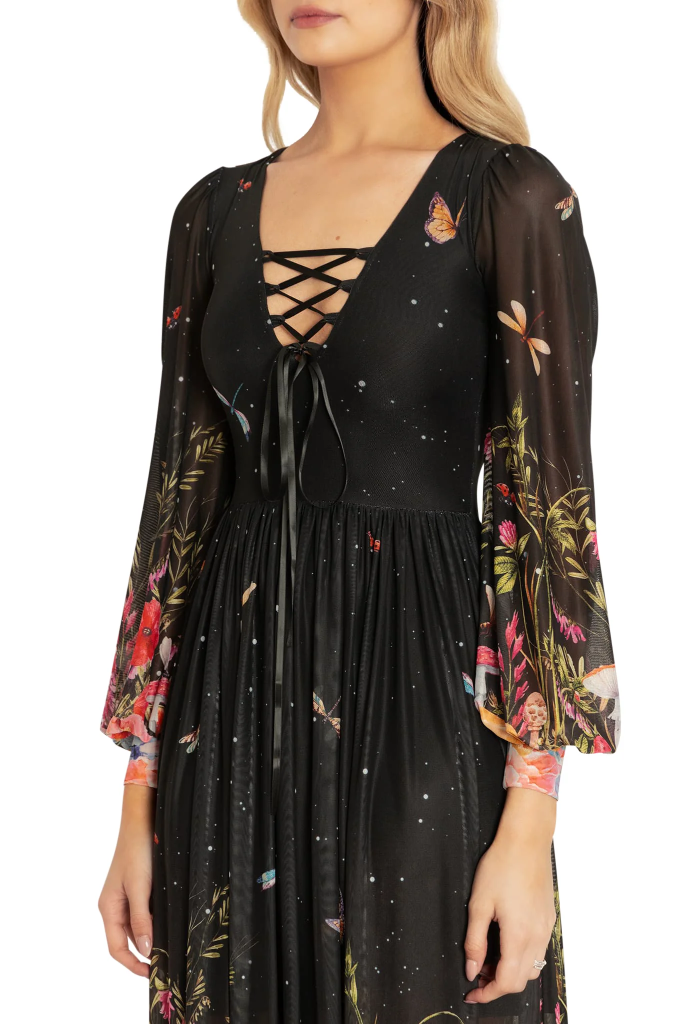 Fairytale Floral Sheer Bishop Maxi Dress - Image 4