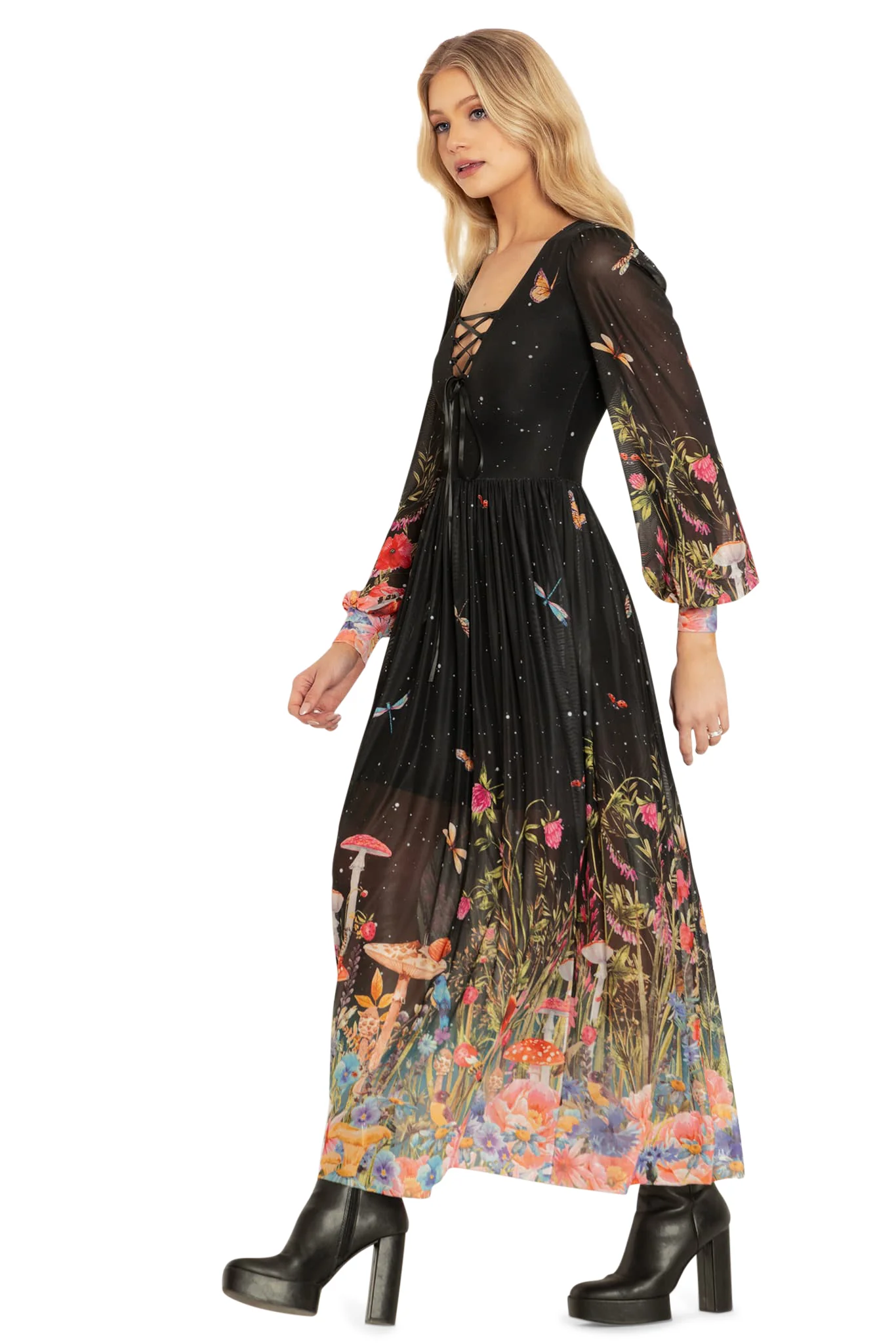 Fairytale Floral Sheer Bishop Maxi Dress - Image 7