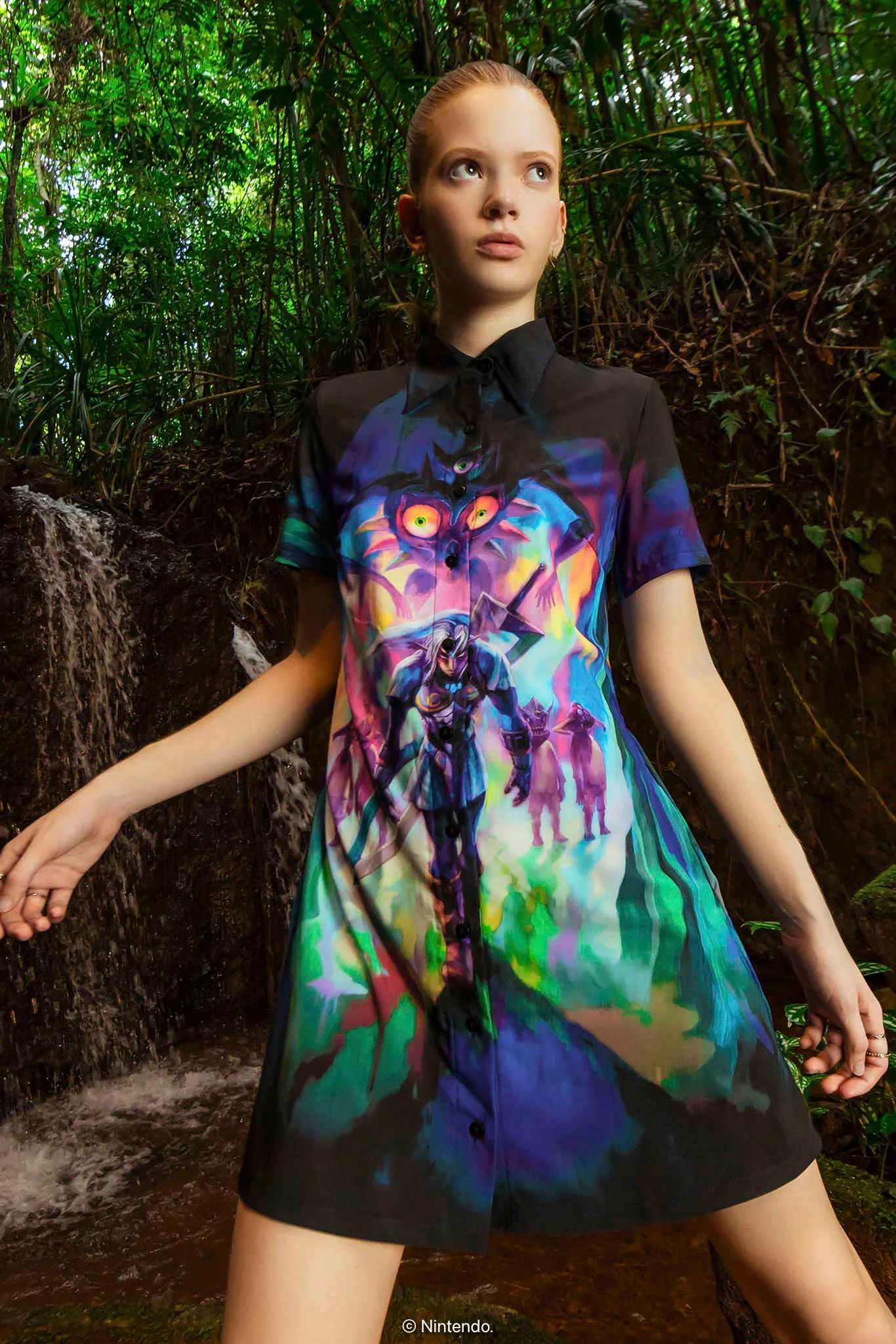 Fierce Deity Link Short Sleeve Shirt Dress - Image 8