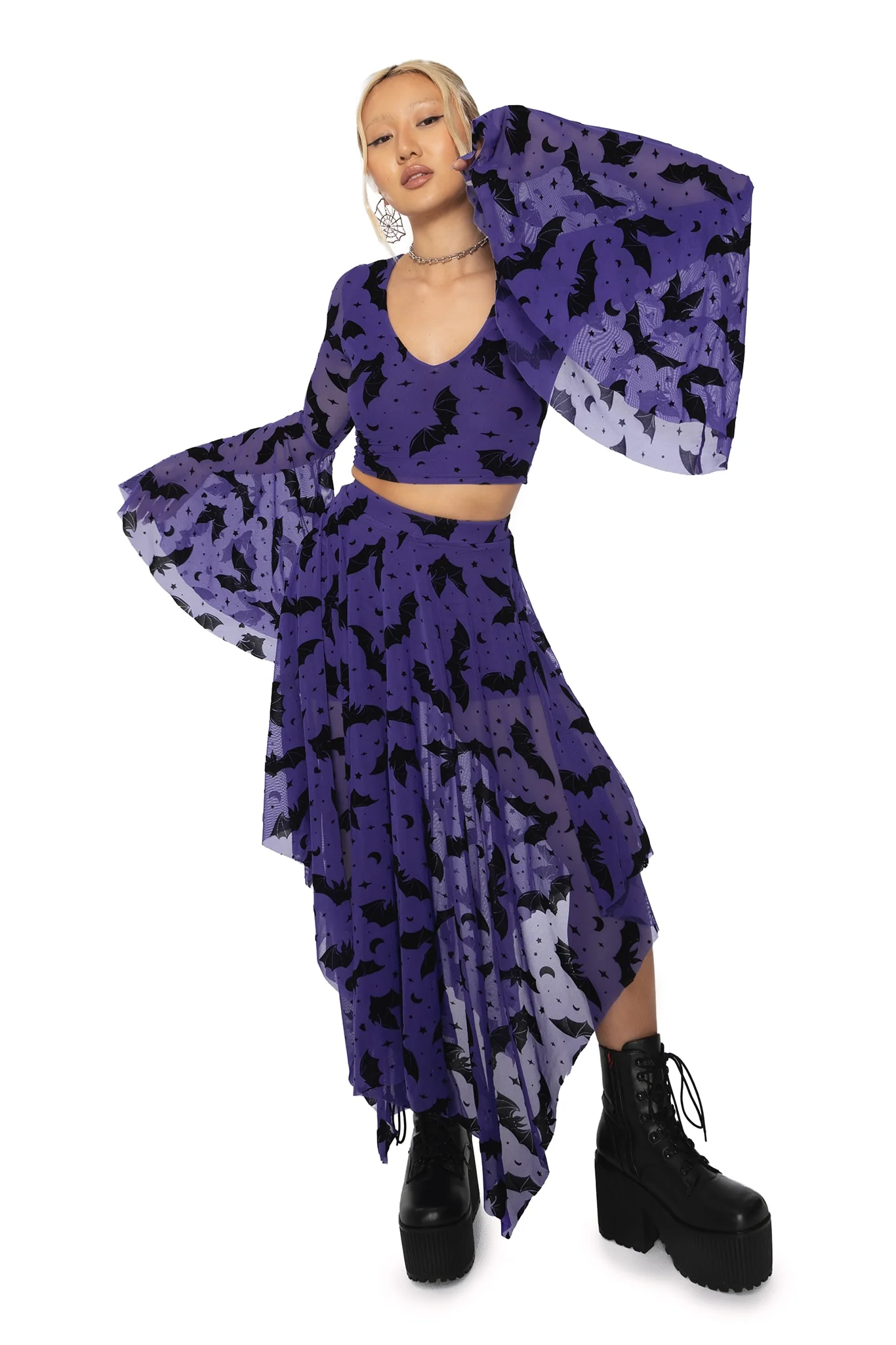 Flock Of Bats Purple Handkerchief Skirt - Image 9
