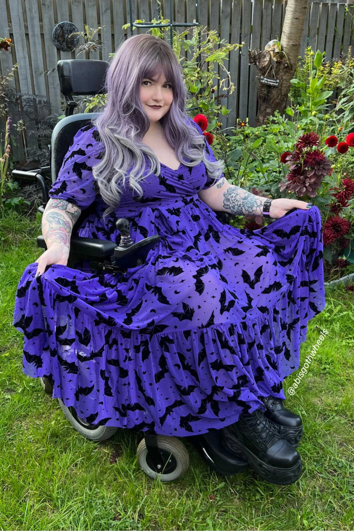 Flock Of Bats Purple Wrap Midaxi Dress - Image 6