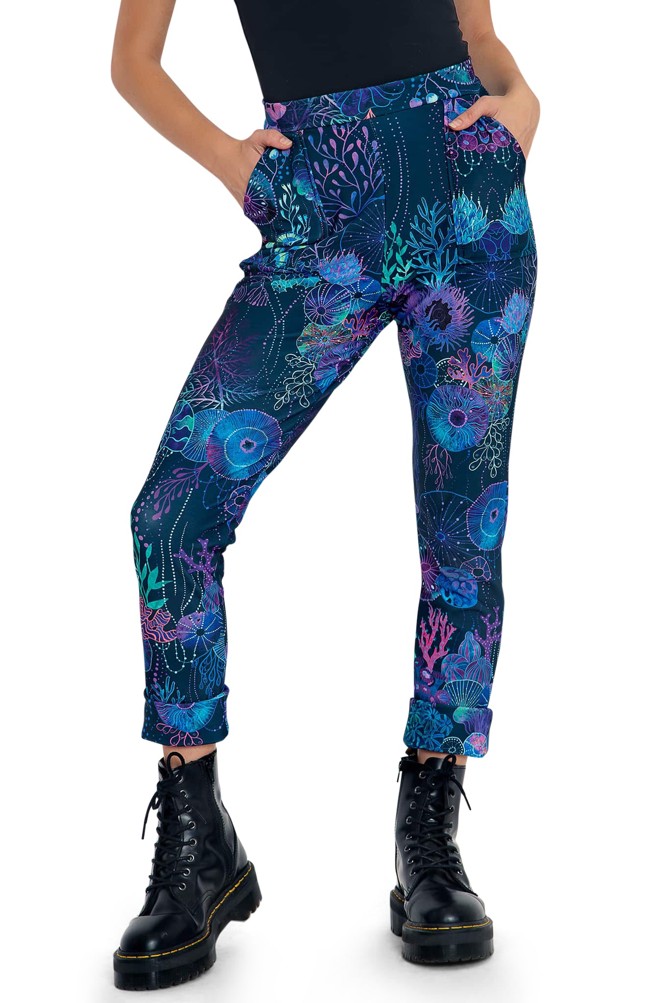 Floral Coral Cuffed Pants - Image 5
