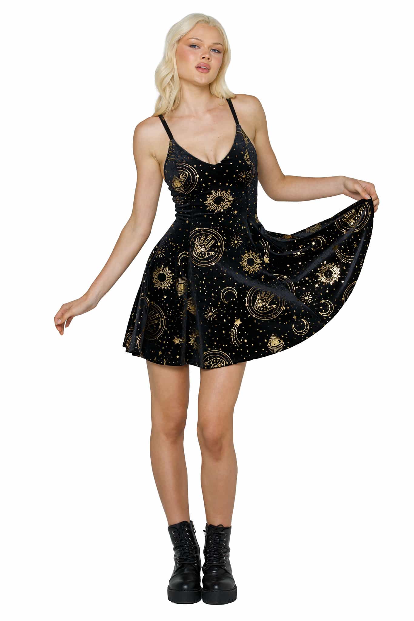 Fortune Teller Strappy Skater Dress