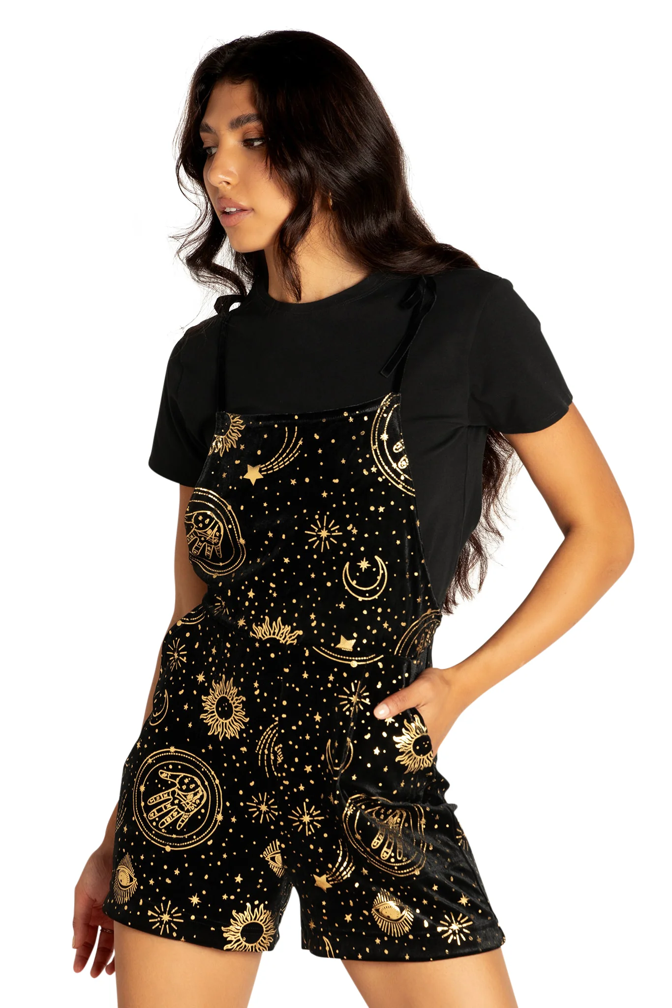 Fortune Teller Velvet Tie Playsuit