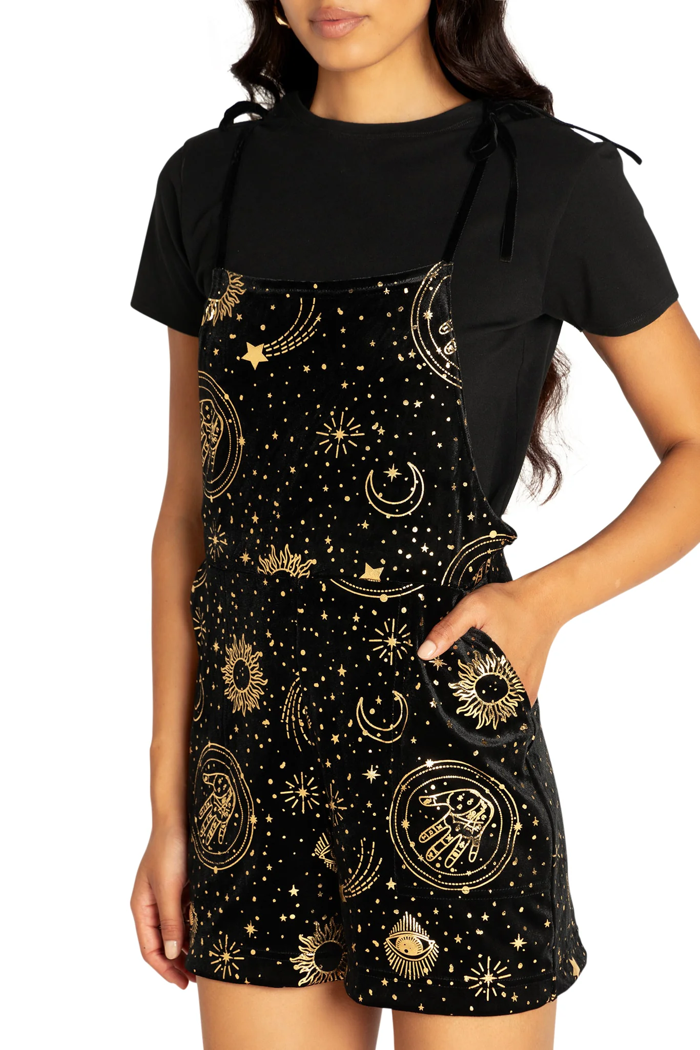 Fortune Teller Velvet Tie Playsuit - Image 3