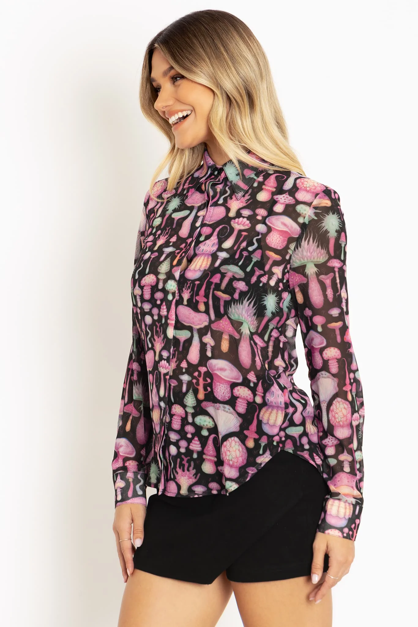 Fungirl Black Long Sleeve Cute As A Button Shirt - Image 5