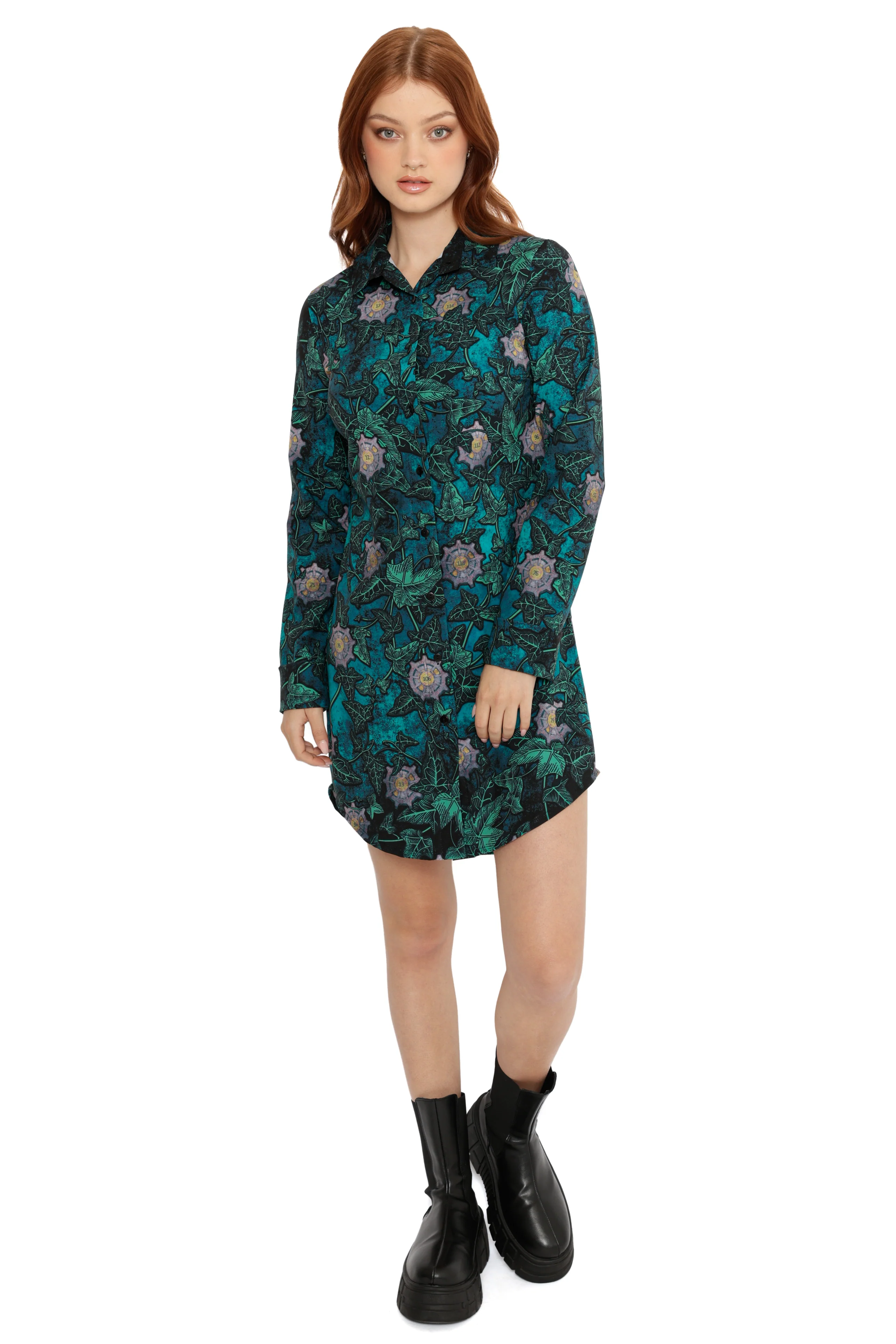 G.E.C.K Long Sleeve Business Time Shirt Dress - Image 5
