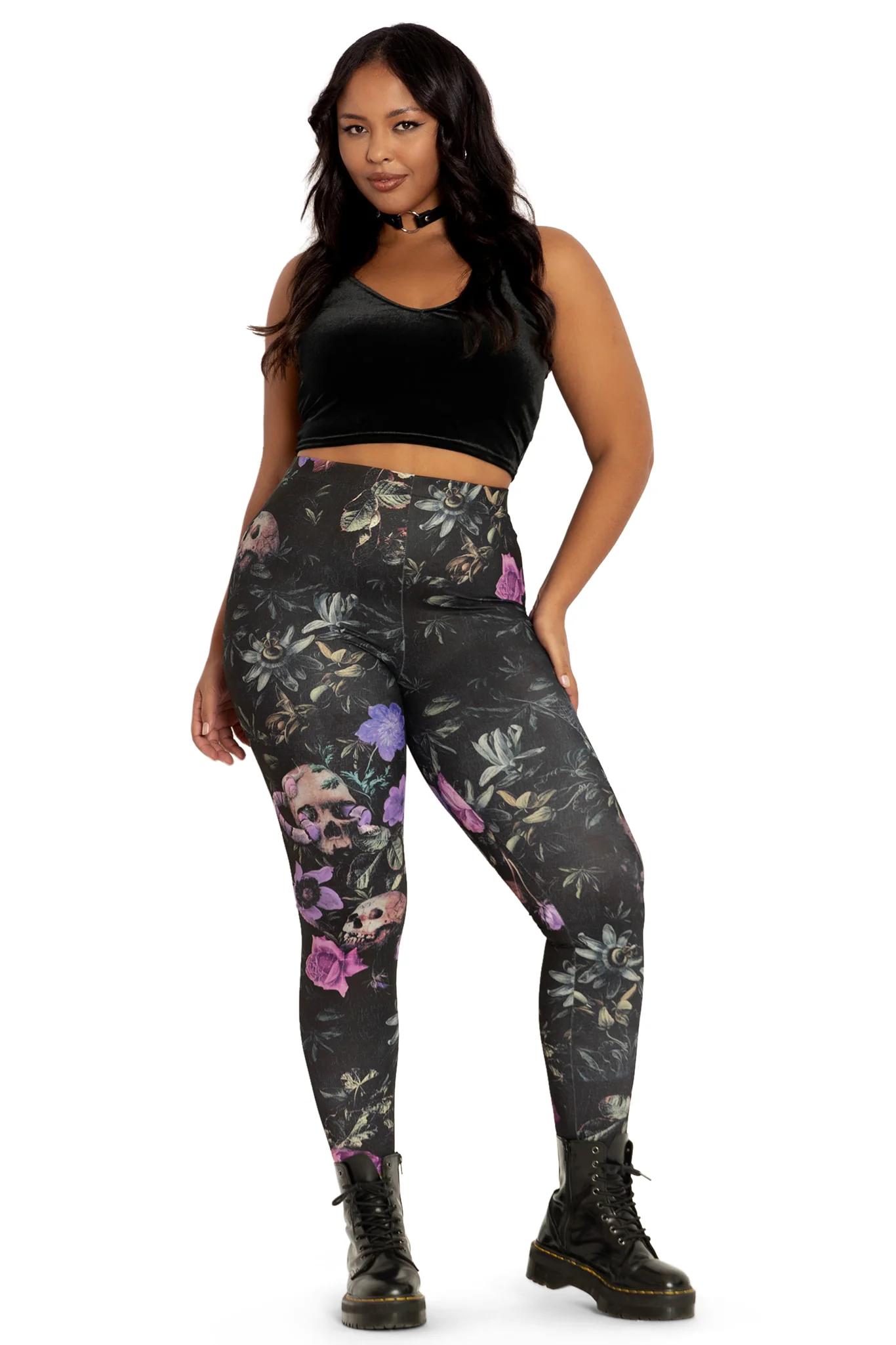Garden Of The Dead Purple High Waisted Matte Finish Leggings