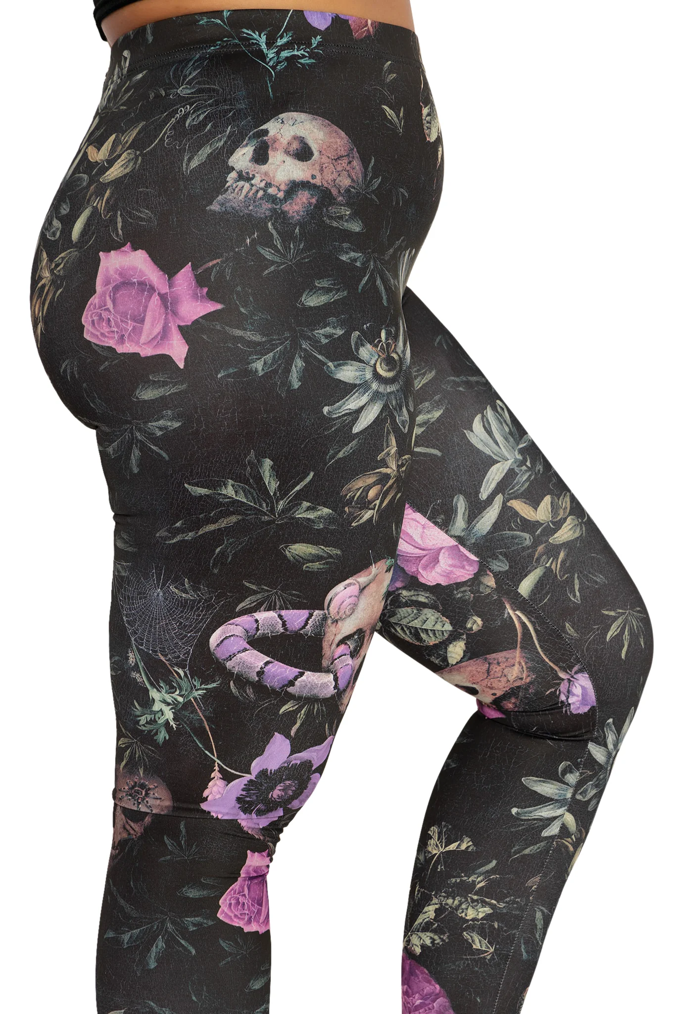 Garden Of The Dead Purple High Waisted Matte Finish Leggings - Image 3