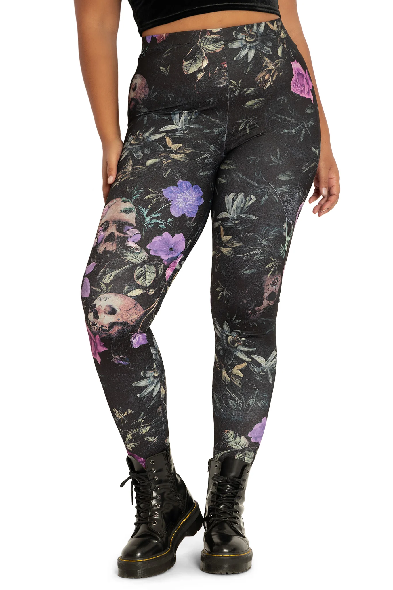 Garden Of The Dead Purple High Waisted Matte Finish Leggings - Image 7