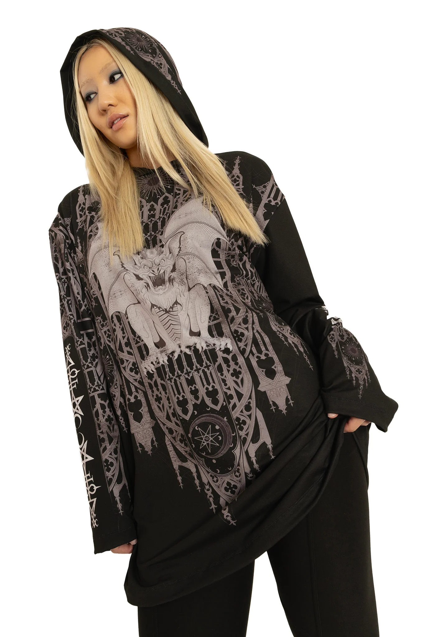 Gargoyle Guardian Long Sleeve Hooded Big Tee - Image 9