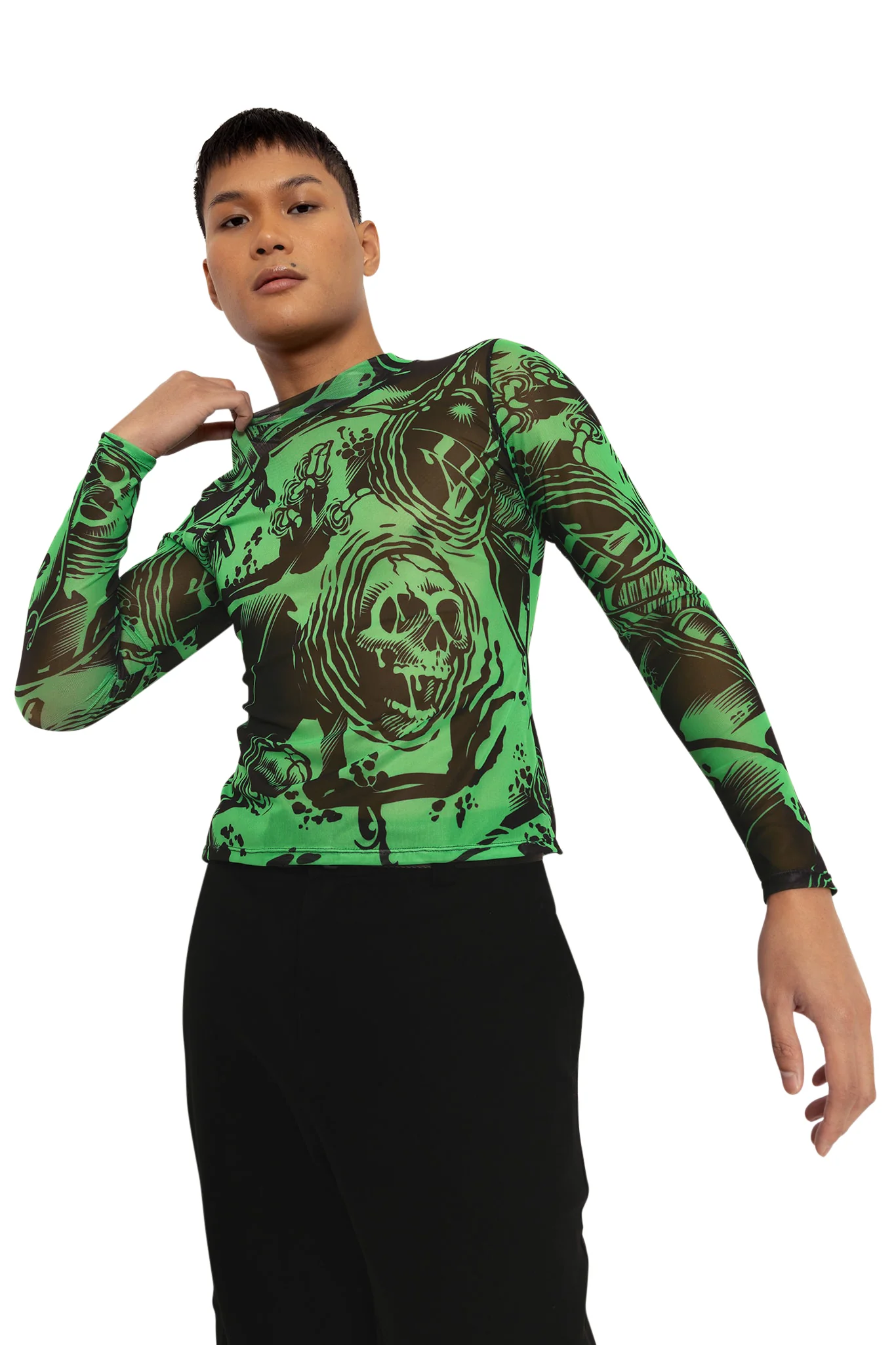 Gelatinous Cube Sheer High Neck Long Sleeve Top - Image 11
