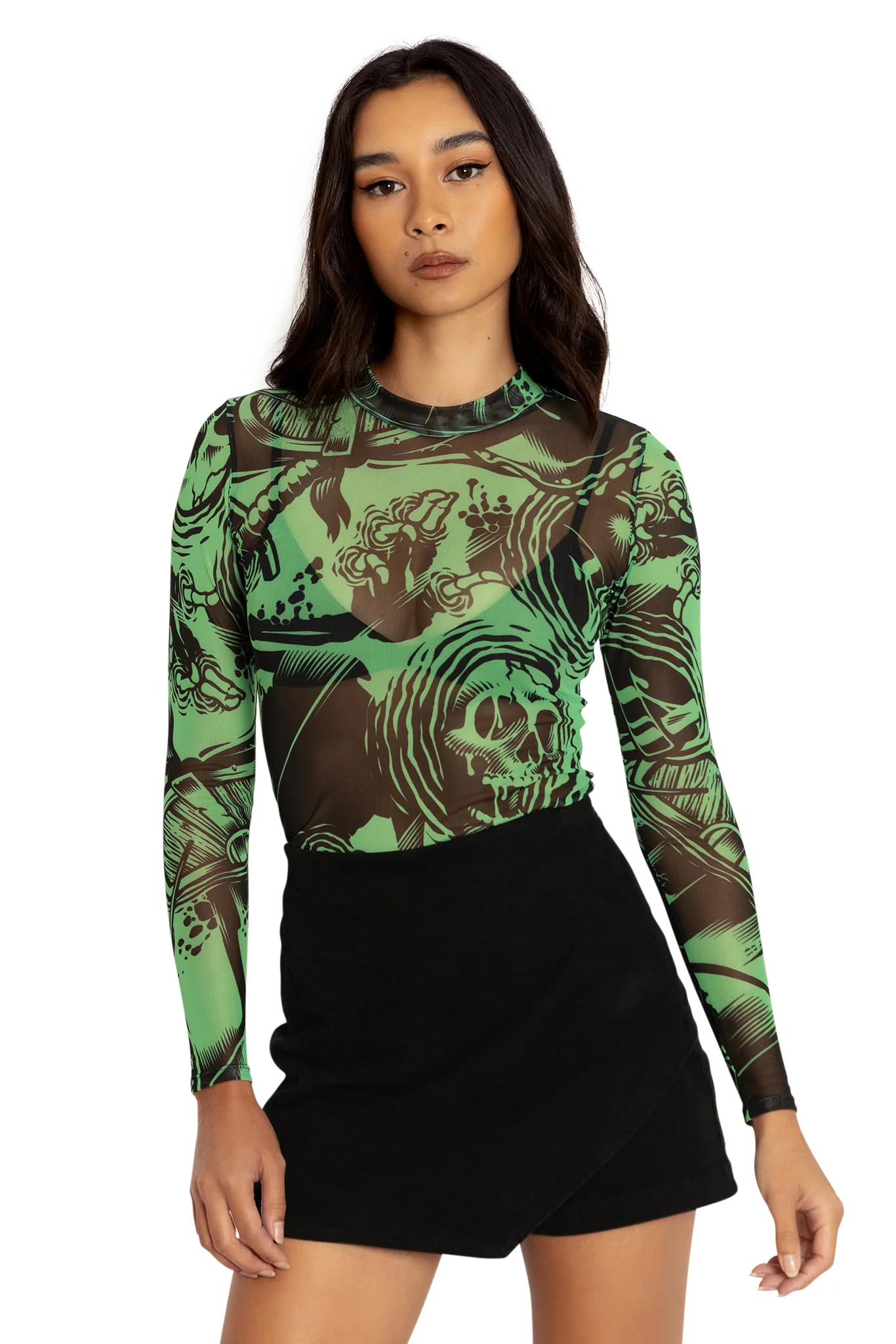 Gelatinous Cube Sheer High Neck Long Sleeve Top - Image 2