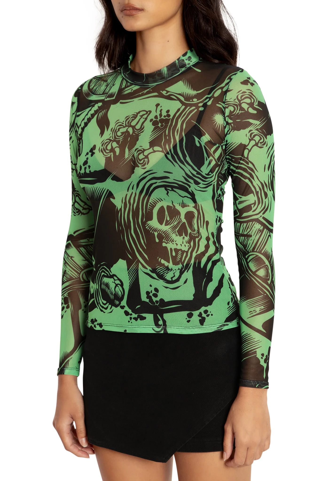 Gelatinous Cube Sheer High Neck Long Sleeve Top - Image 4