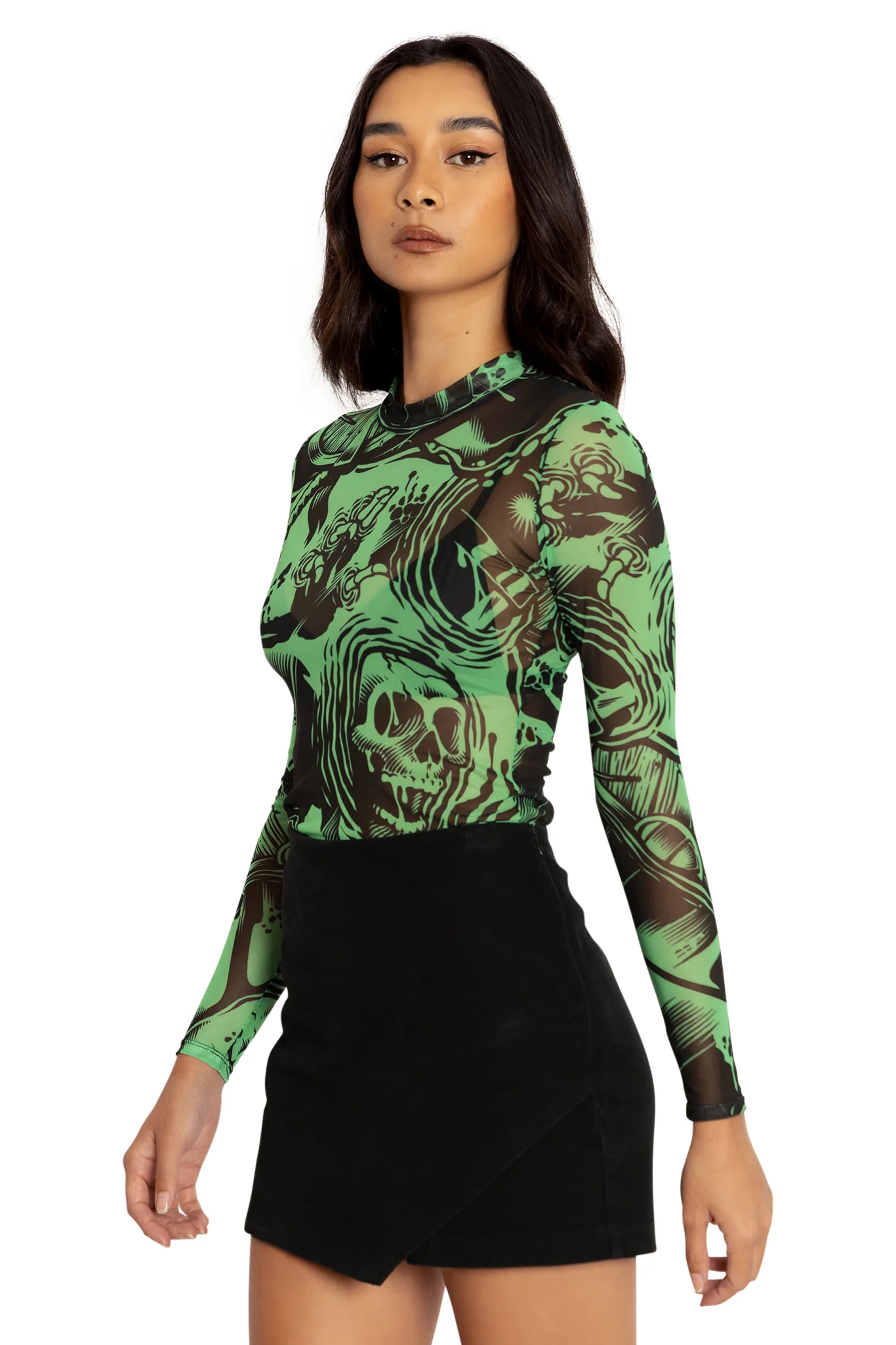 Gelatinous Cube Sheer High Neck Long Sleeve Top - Image 6