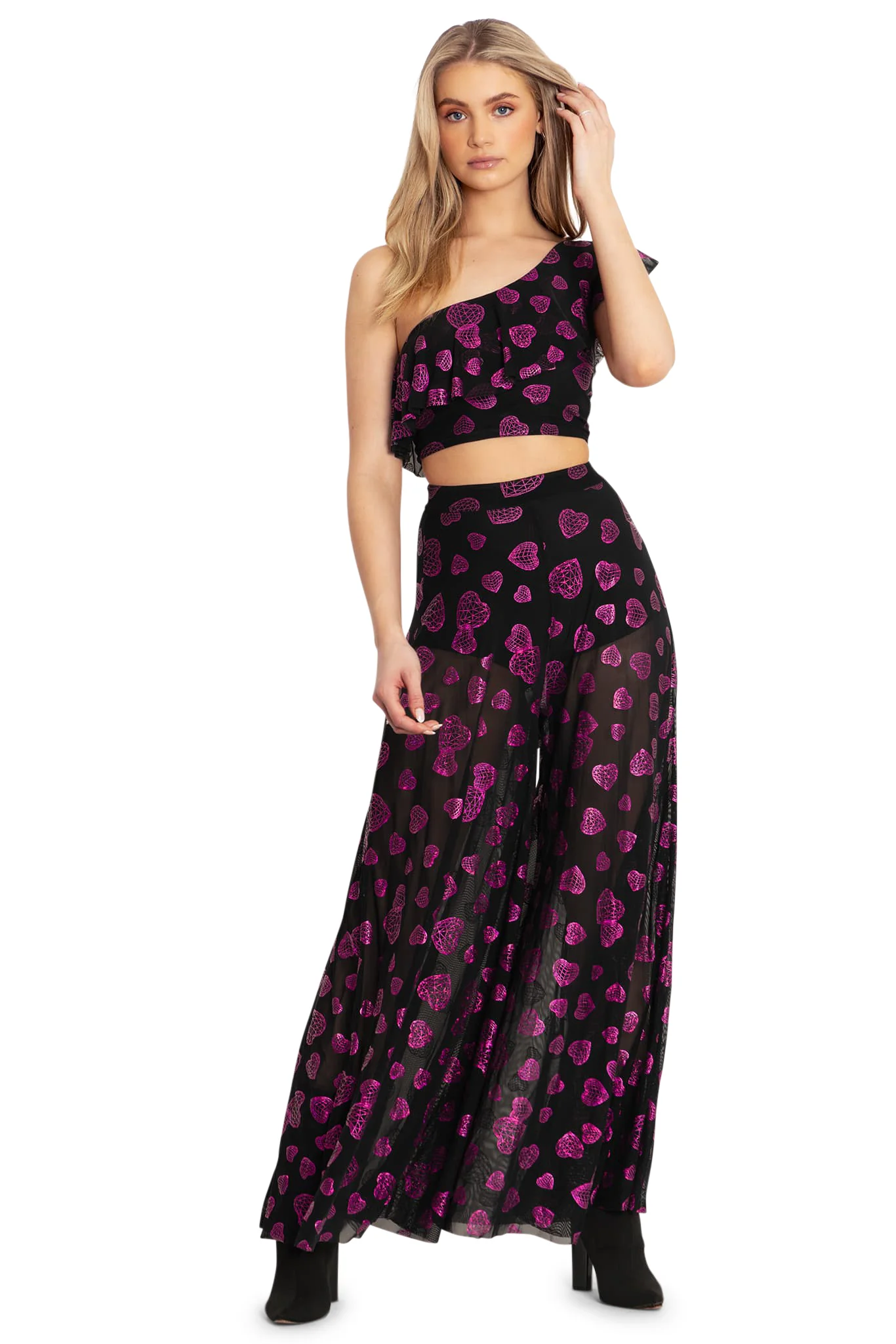 Geodesic Hearts Sheer Retro Pants