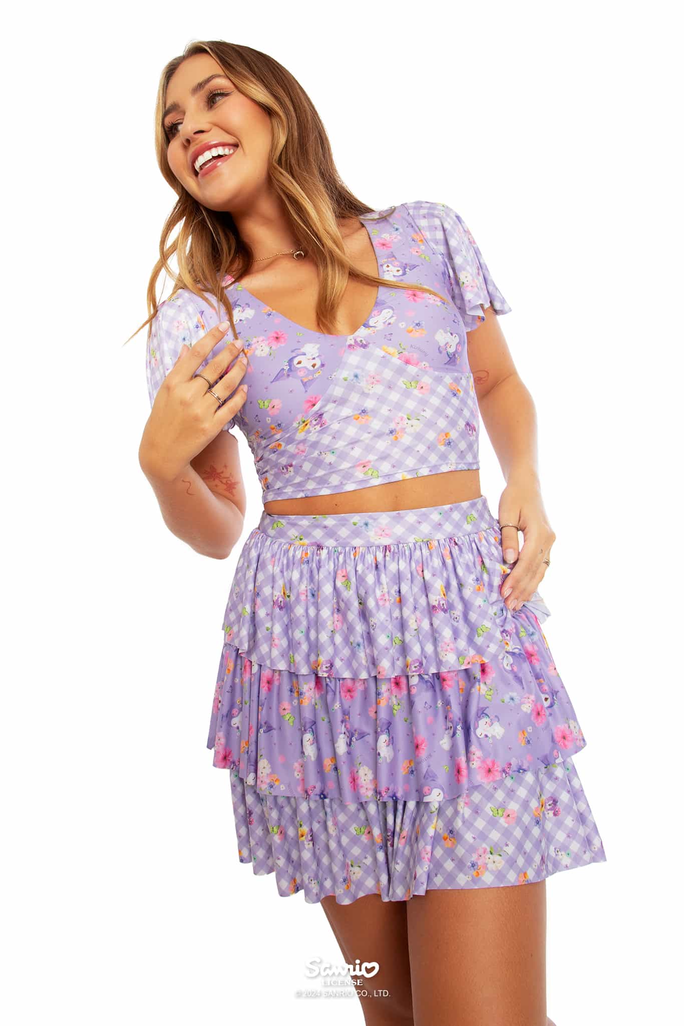Gingham Kuromi Tiered Skirt - Image 8