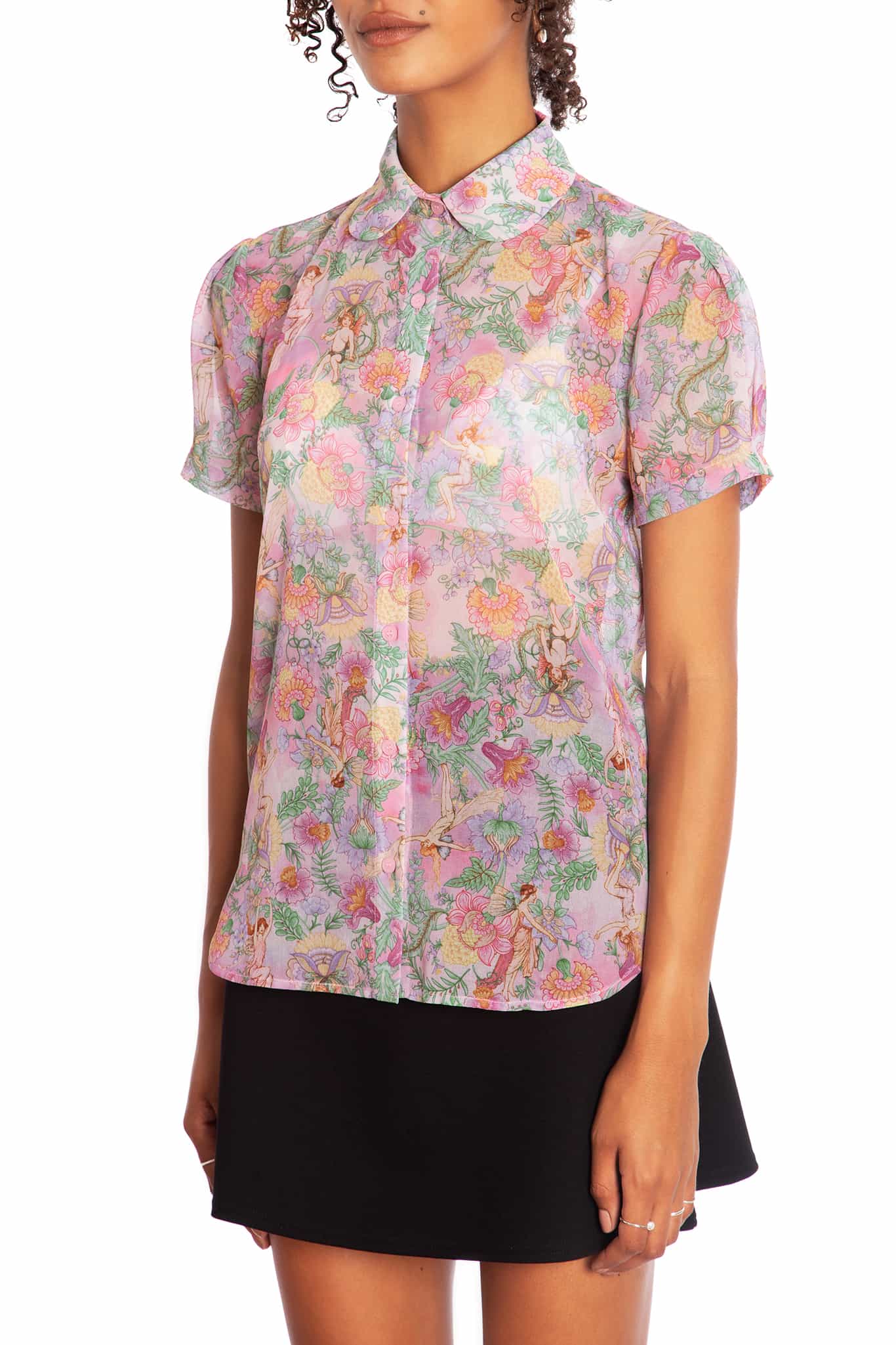 Goble Fairies Puff Sleeve Cute As A Button Shirt - Image 3