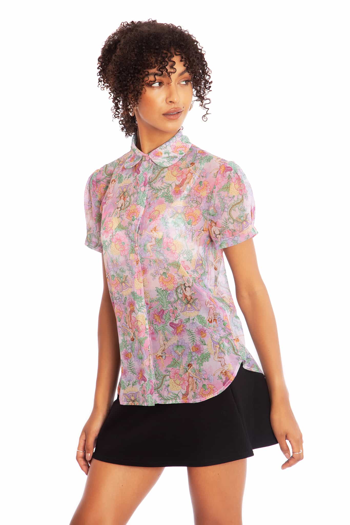 Goble Fairies Puff Sleeve Cute As A Button Shirt - Image 6