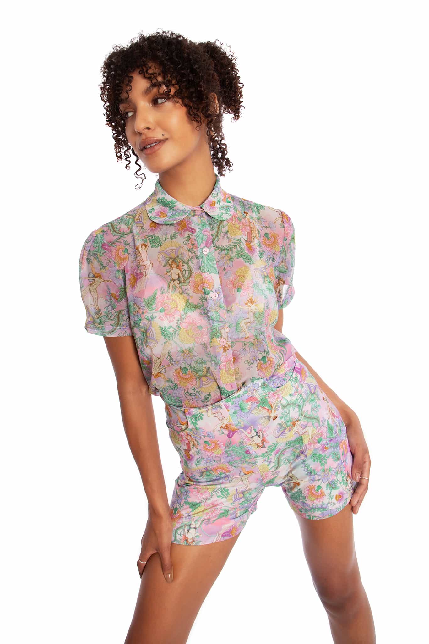 Goble Fairies Puff Sleeve Cute As A Button Shirt - Image 8