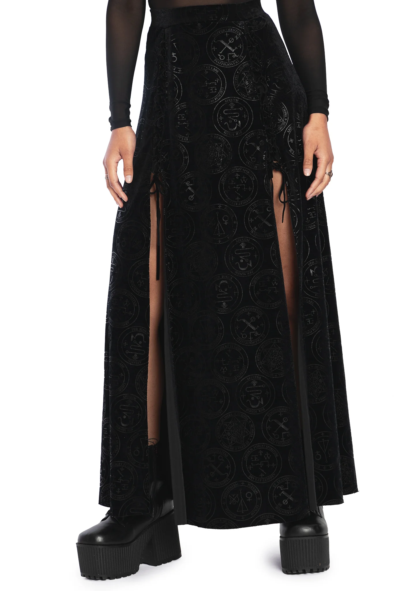 Good Charms Velvet Laced Split Skirt - Image 7