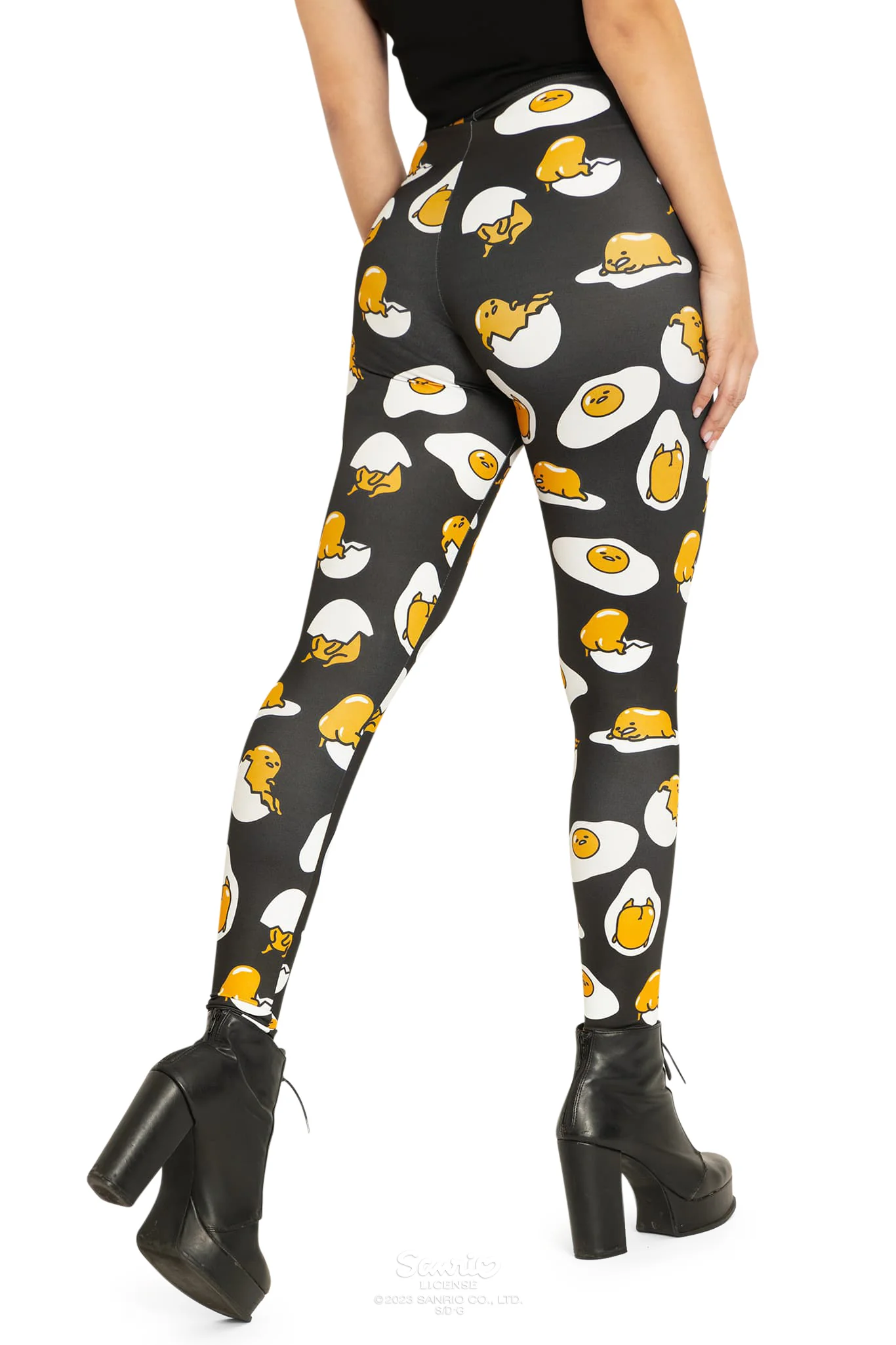 Gudetama Black High Waisted Matte Finish Leggings - Image 2