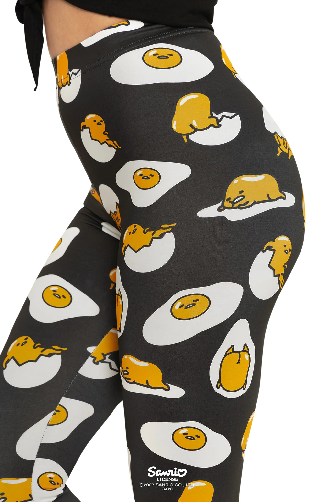 Gudetama Black High Waisted Matte Finish Leggings - Image 3