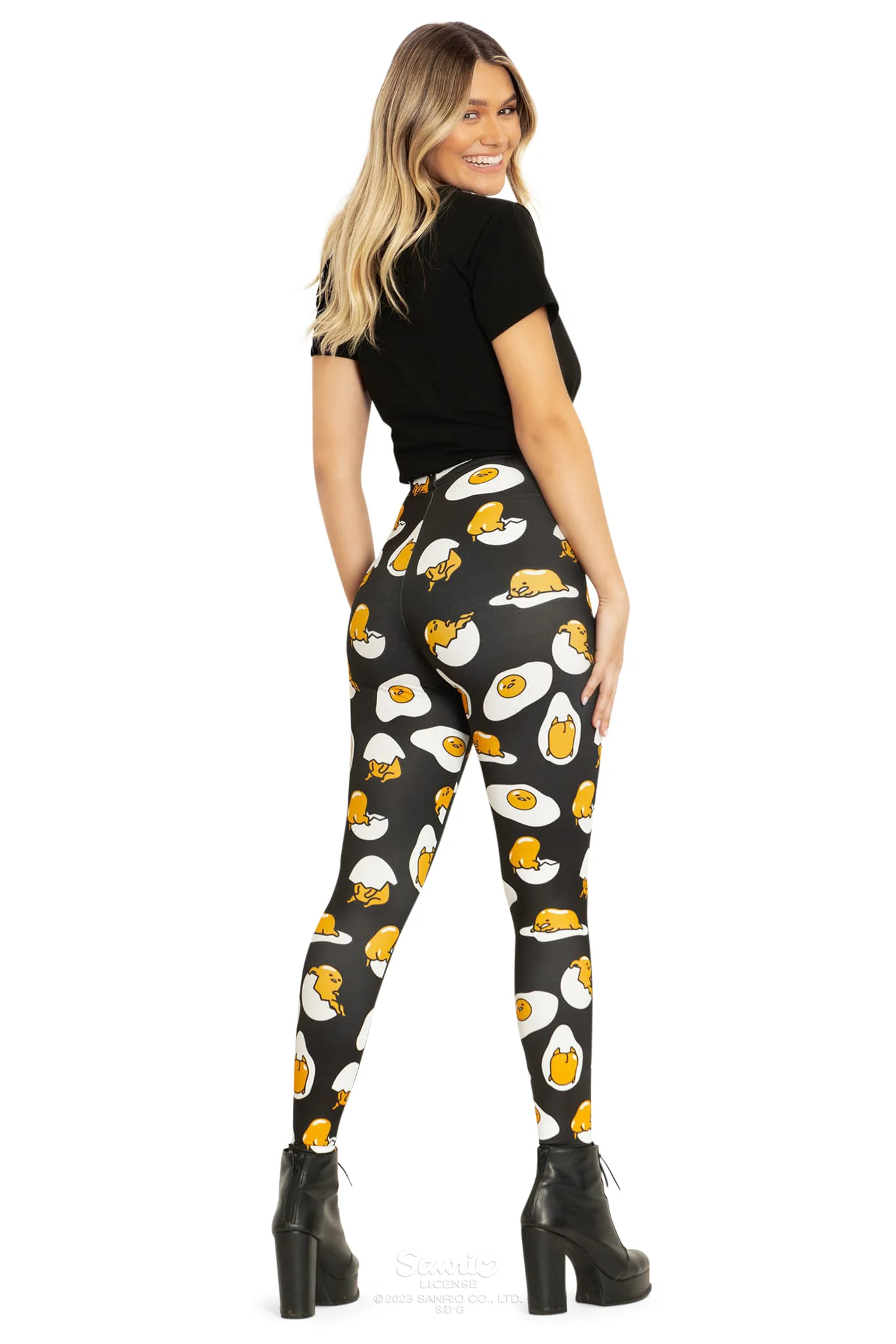 Gudetama Black High Waisted Matte Finish Leggings - Image 5