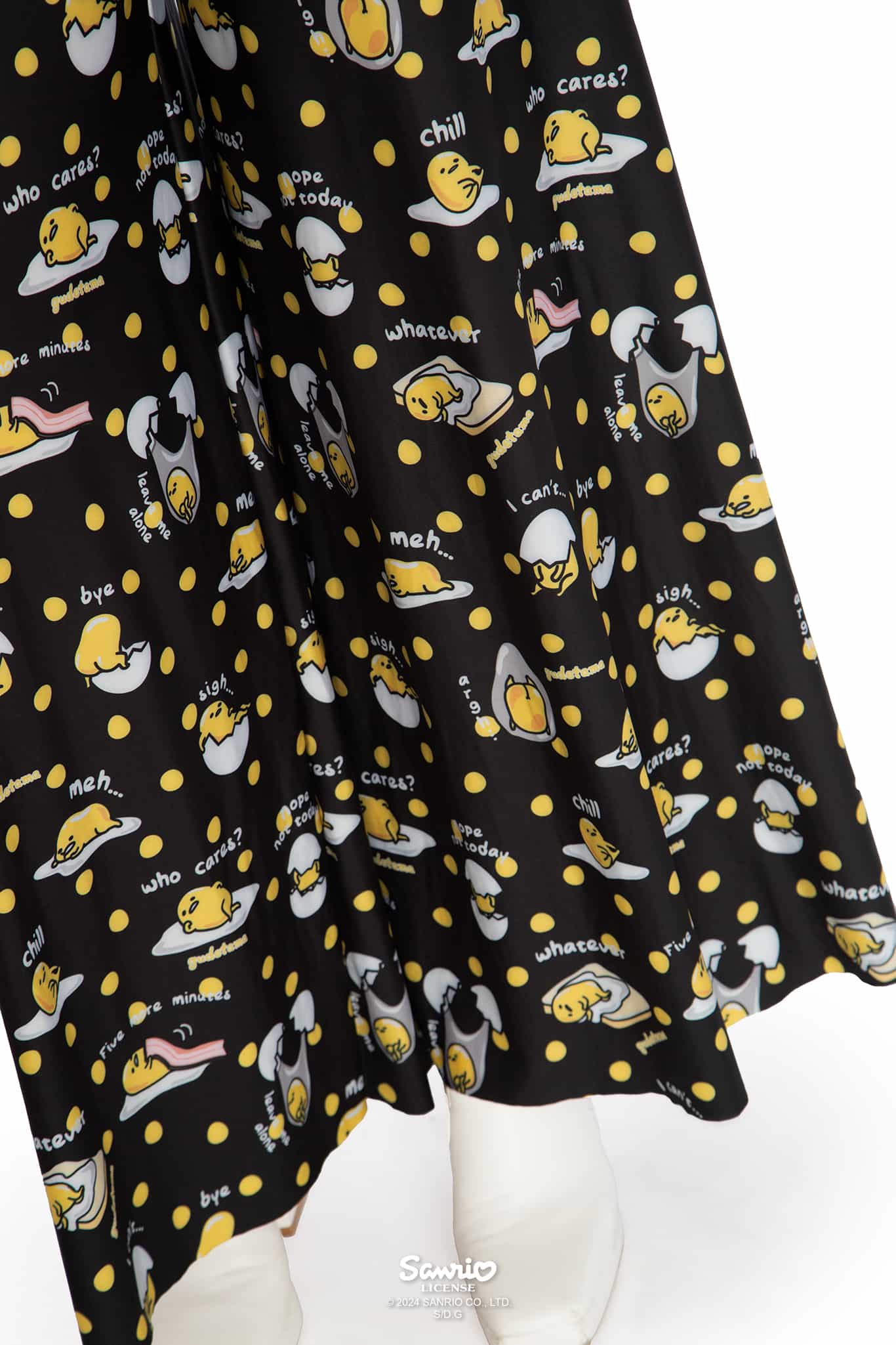 Gudetama Yolka Dots Black Wide Leg Tie Jumpsuit - Image 4