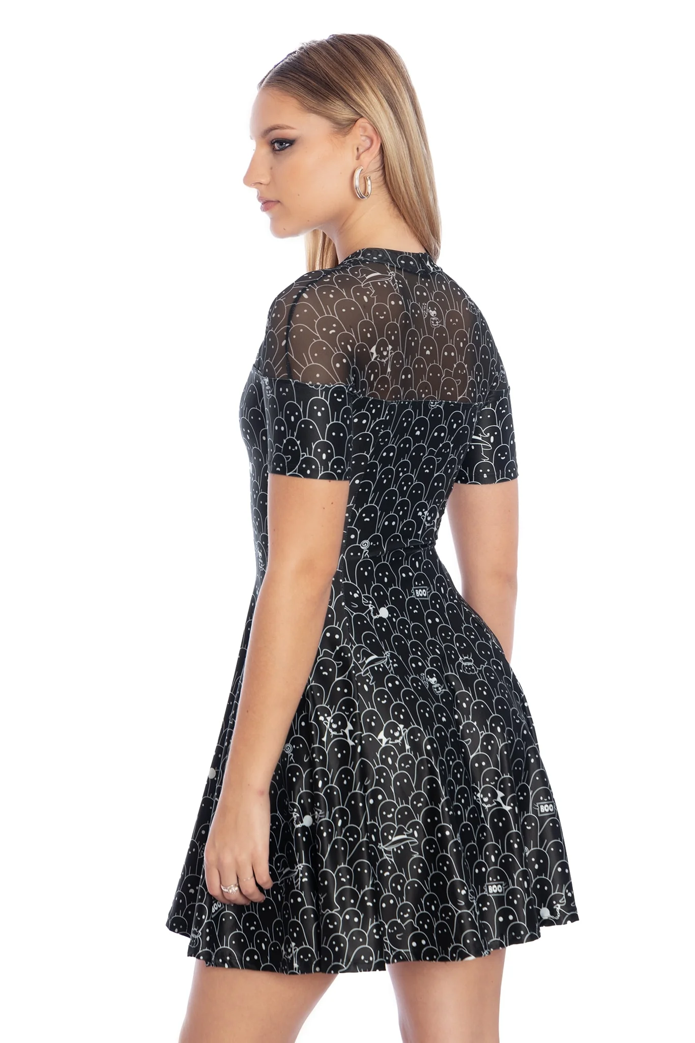 Hide And Shriek Sheer Splice Evil Tee Dress - Image 2