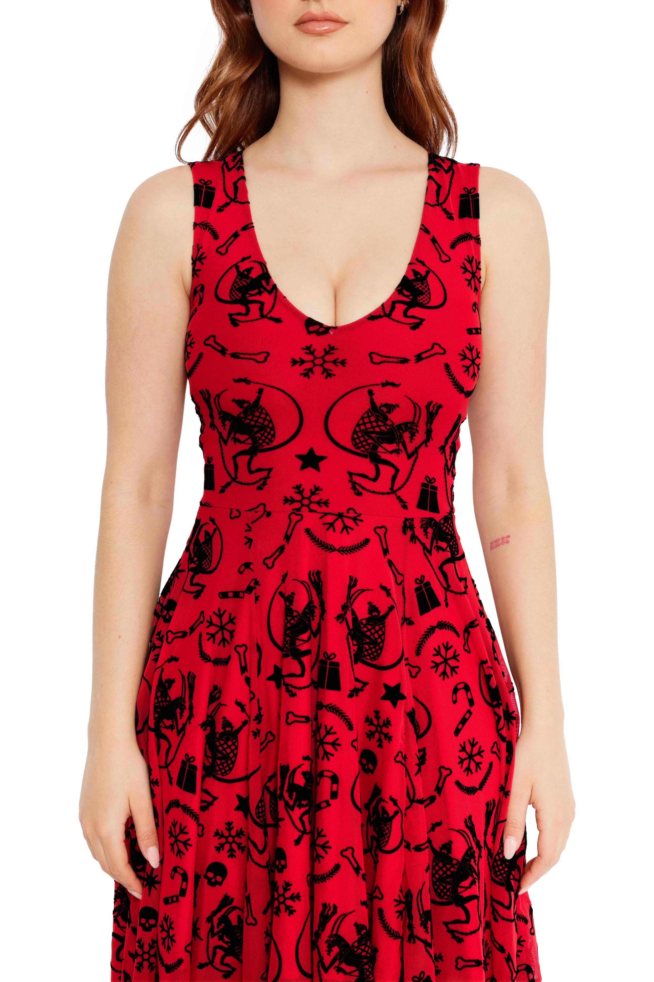 Ho Ho Horror Flocked Handkerchief Midi Dress - Image 6