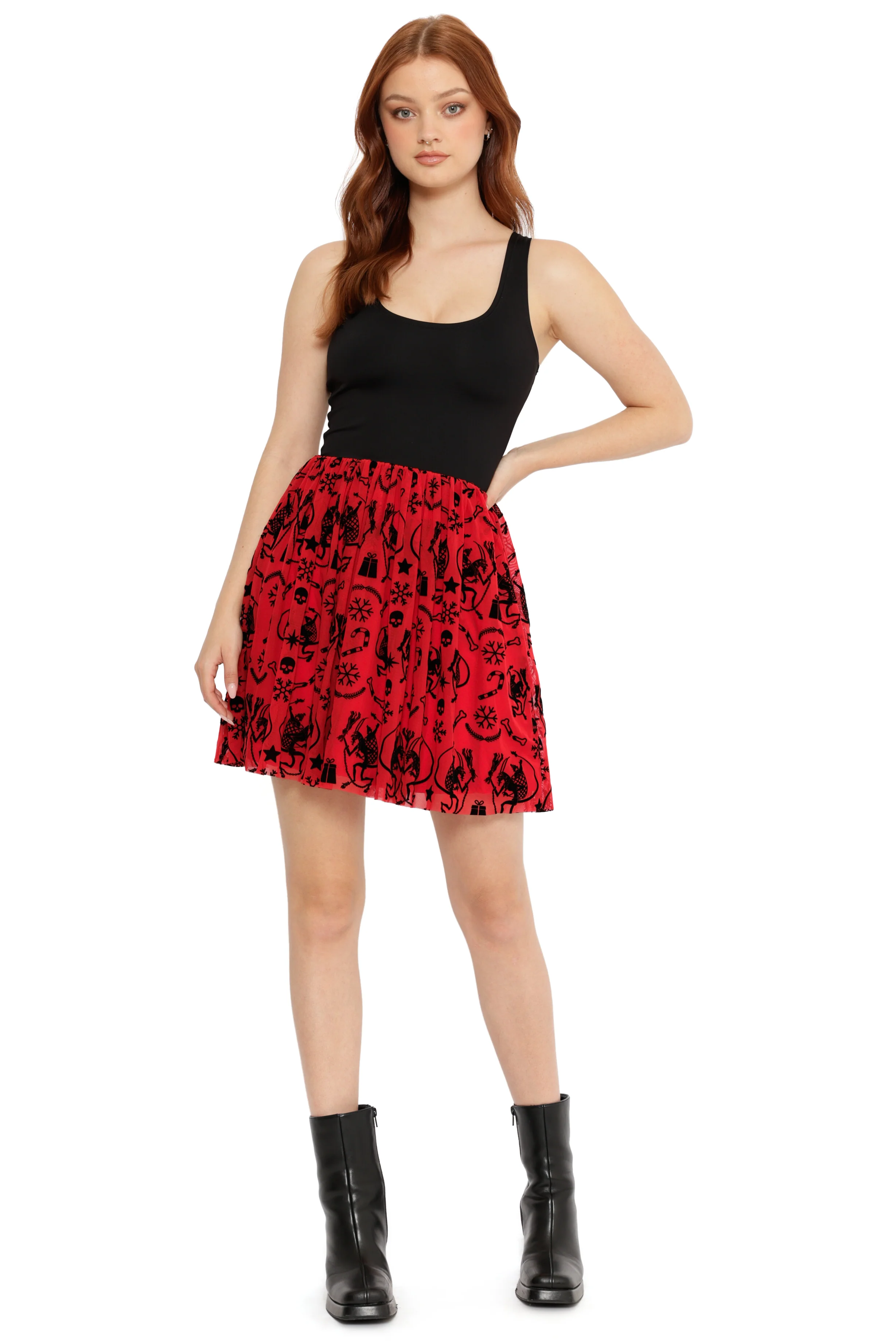 Ho Ho Horror Reversible Flocked Skater Dress - Image 2