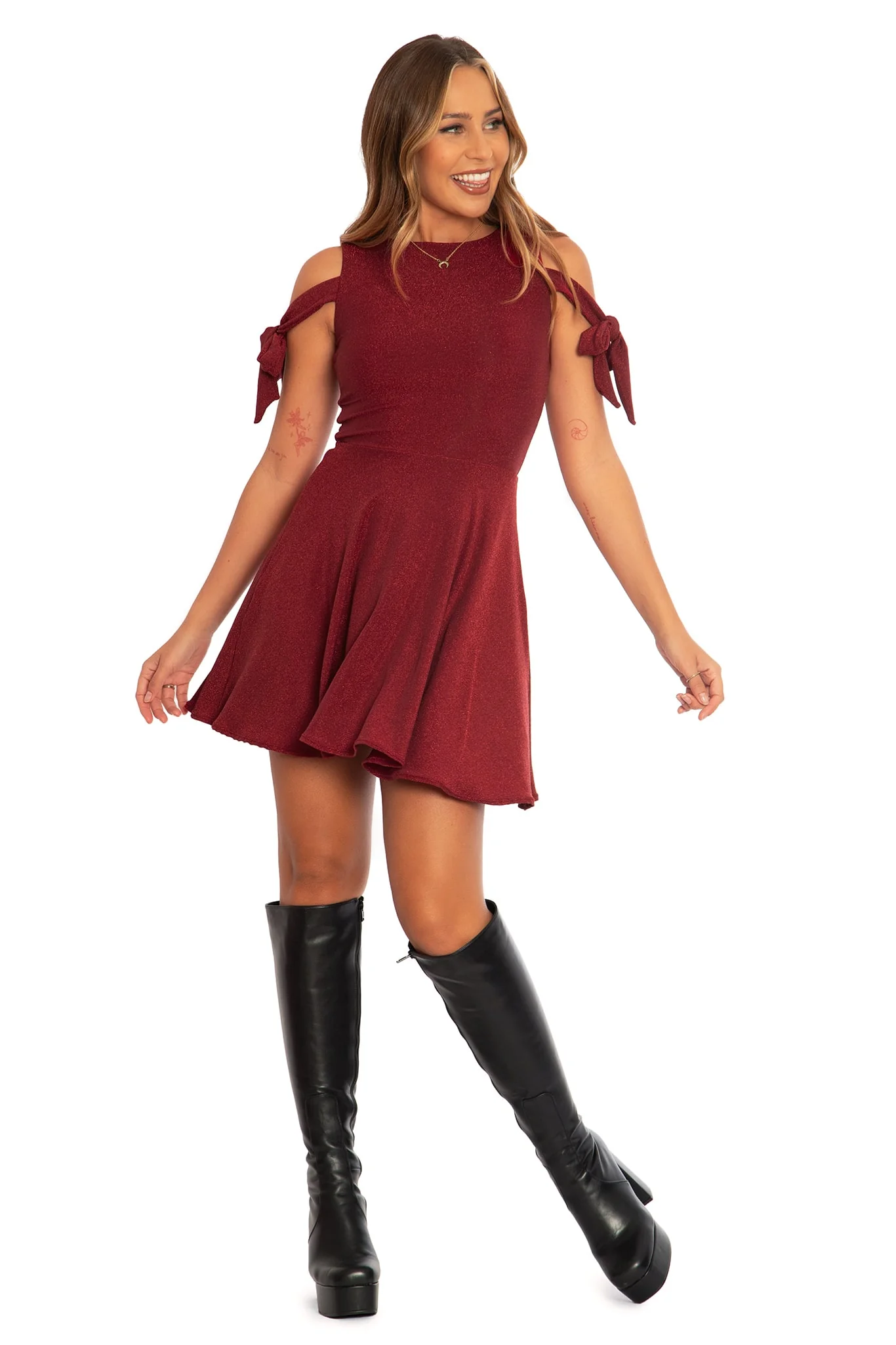 Holiday Party Bow Sleeve Dress - Image 2