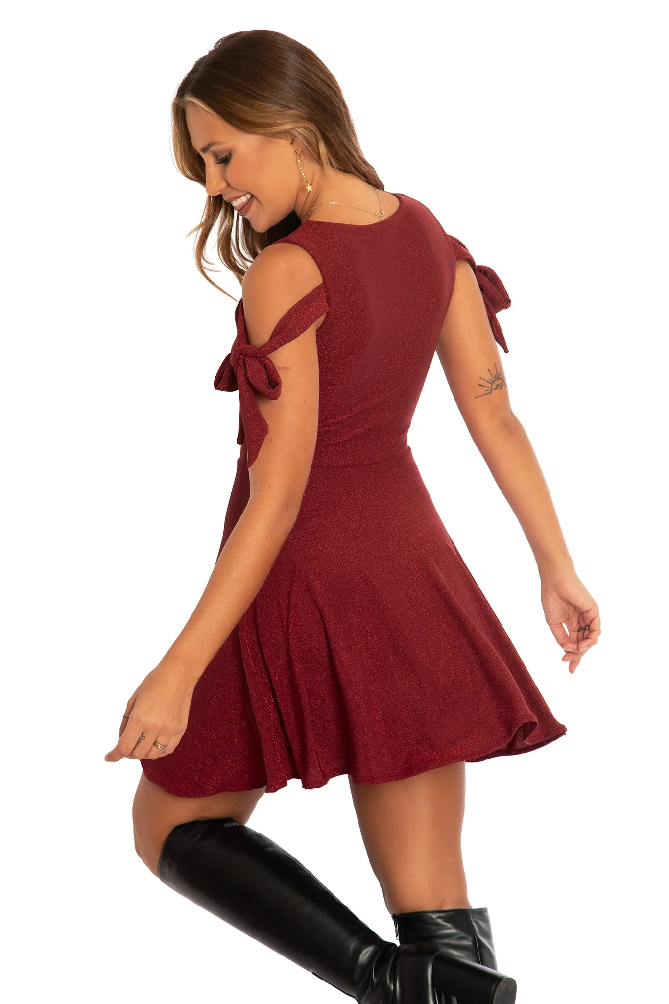Holiday Party Bow Sleeve Dress - Image 3