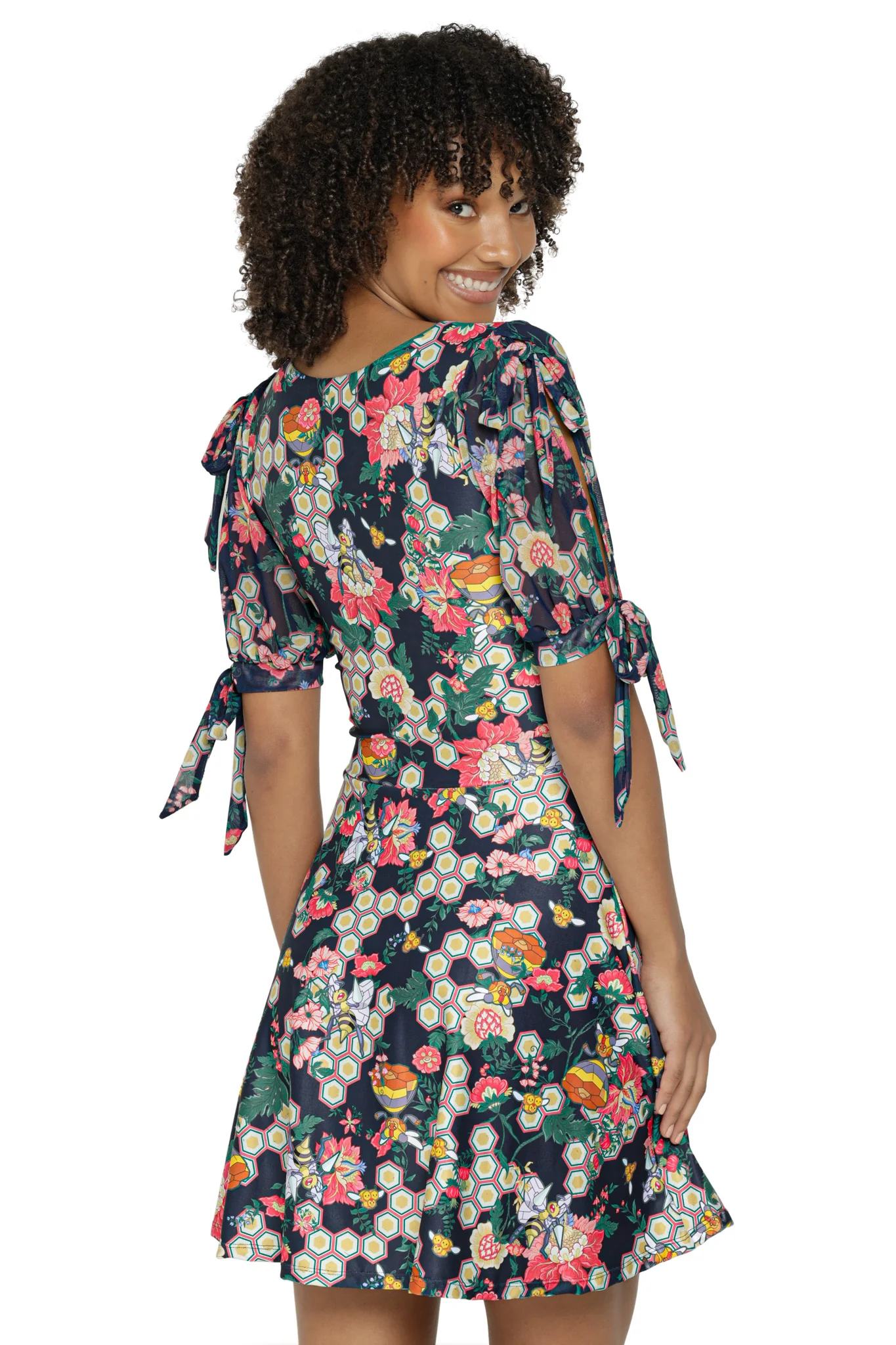 Honey, Honey Sheer Tie Sleeve Skater Dress - Image 6