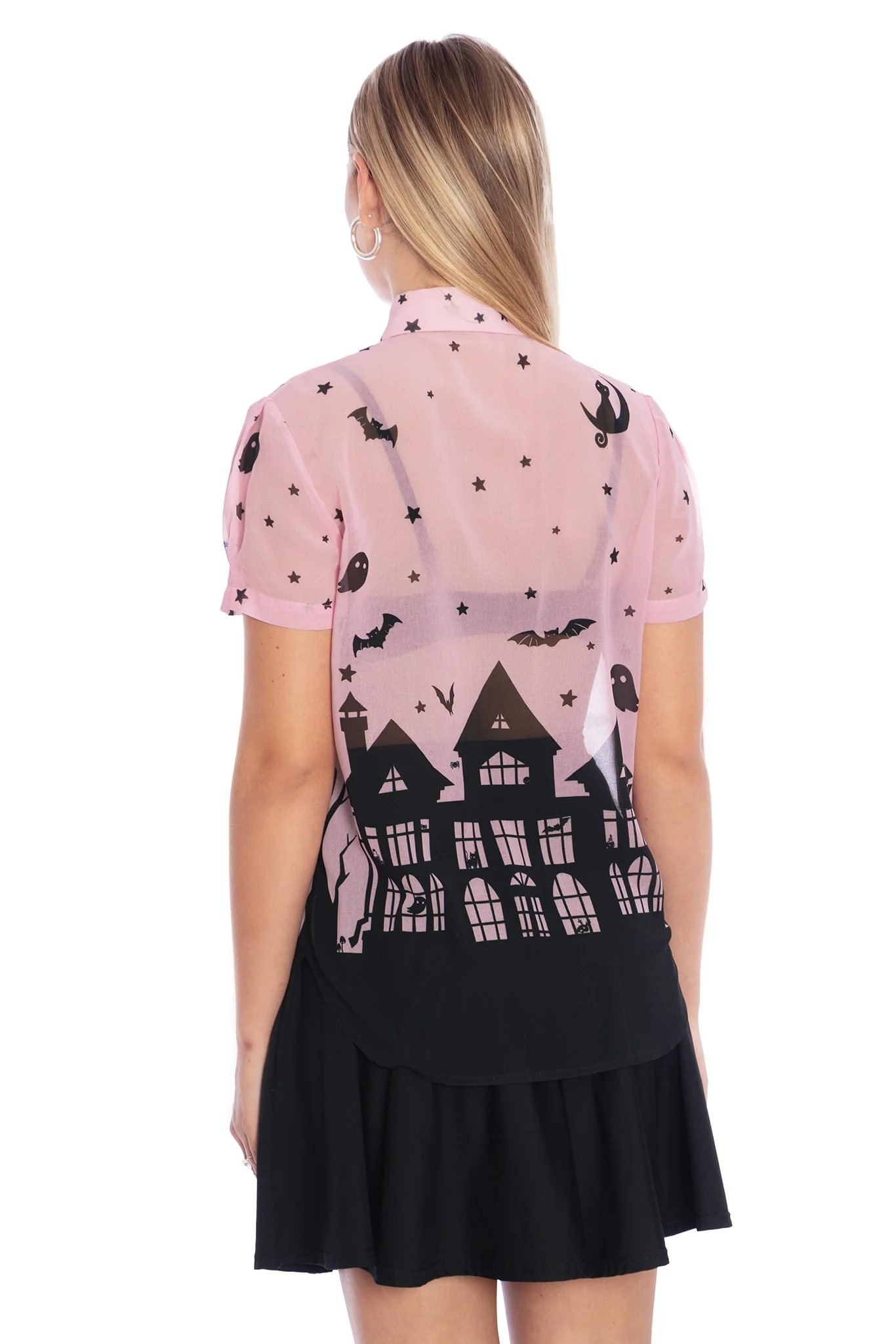 House Of Haunts Puff Sleeve Cute As A Button Shirt - Image 2