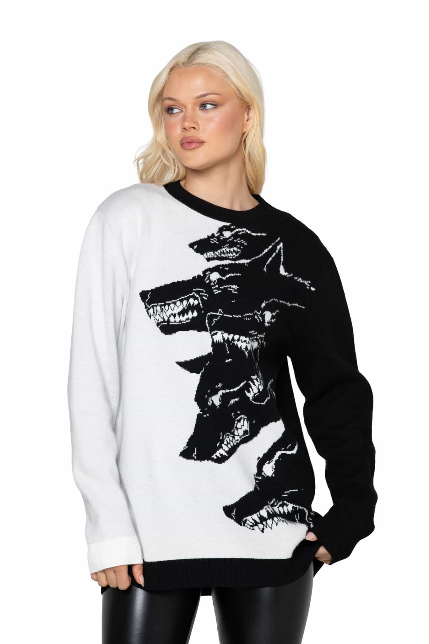 Hungry Wolves Oversized Knit Sweater - Image 5