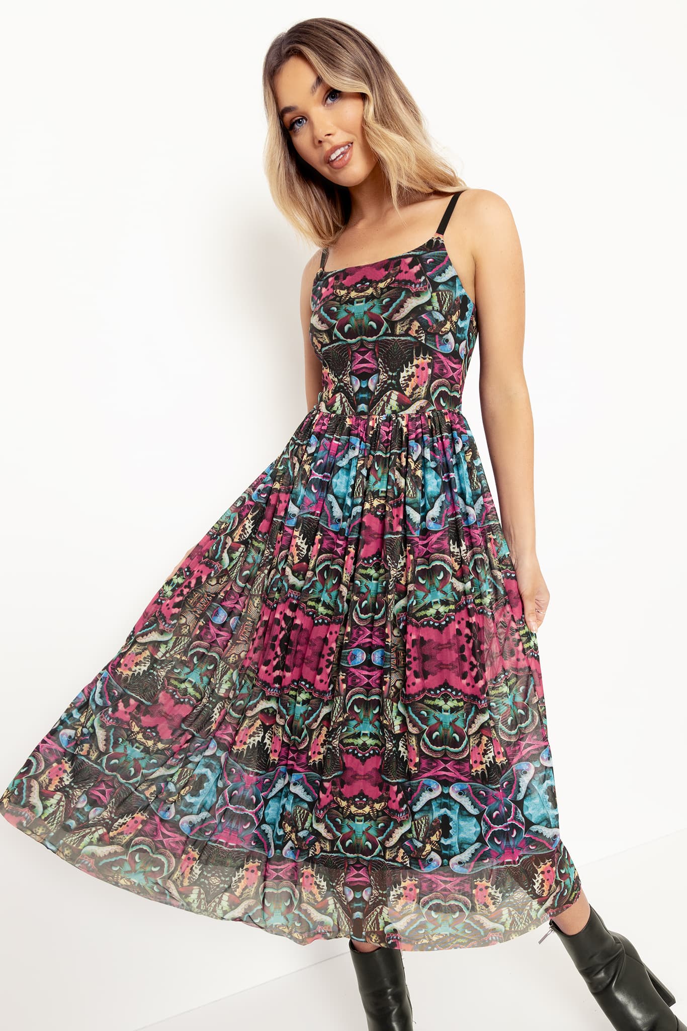Hyper Moth Scoop Sheer Midaxi Dress - Image 6