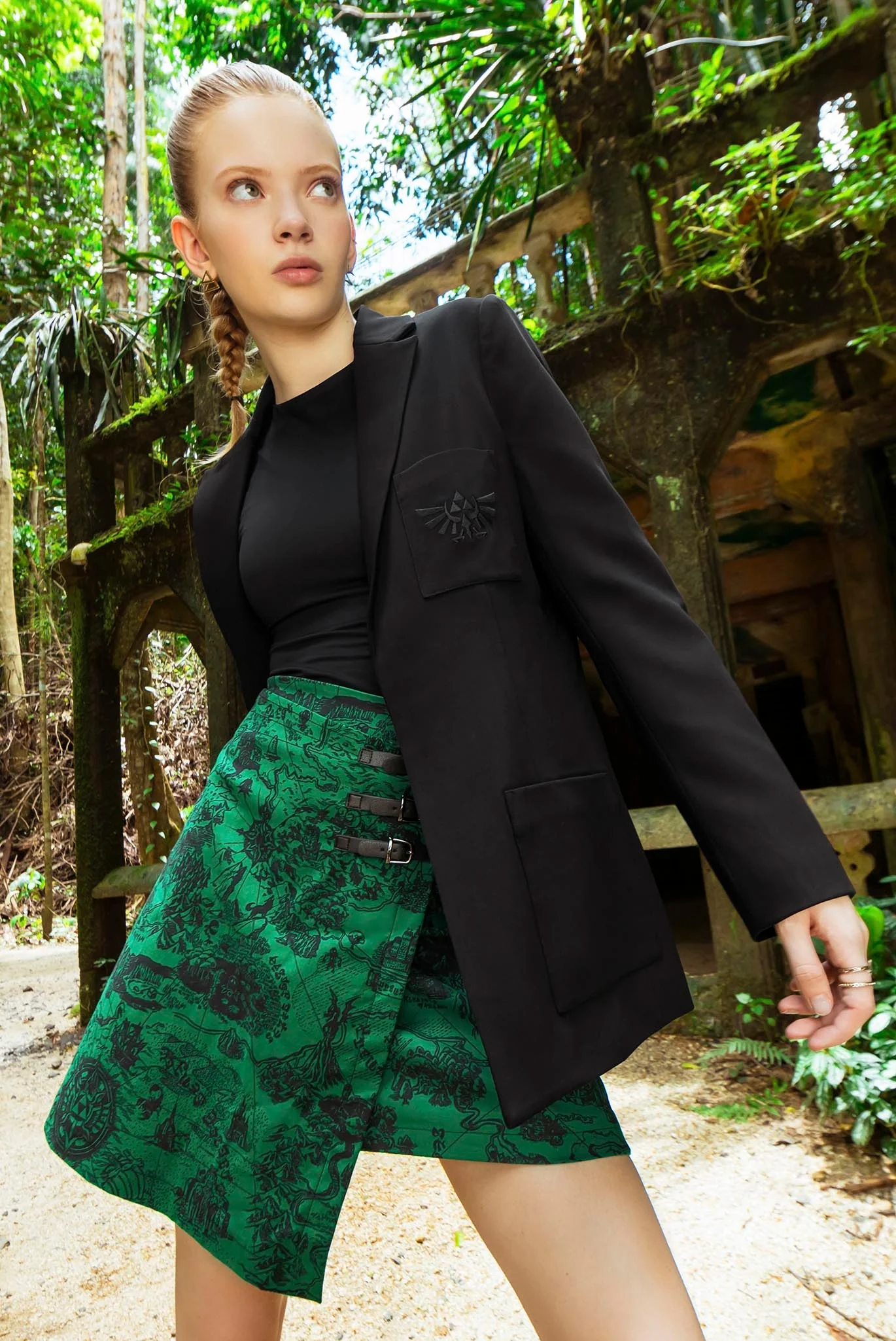 Hyrule Map Green Buckle Wrap A Line Skirt - Image 4