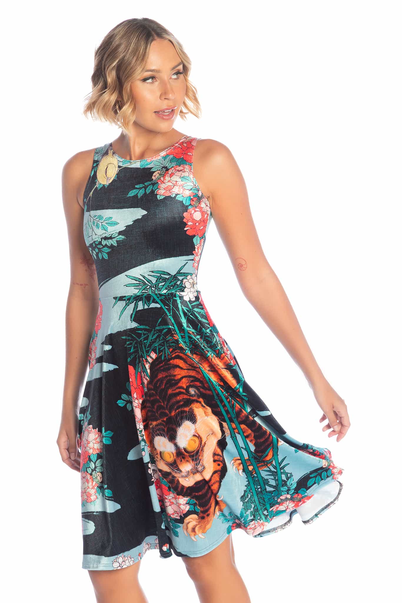 I Got That Tiger In Me Velvet Princess Midi Dress - Image 3