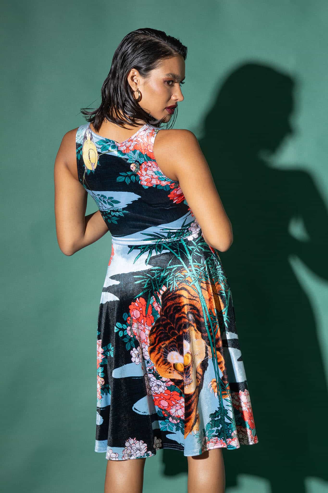 I Got That Tiger In Me Velvet Princess Midi Dress - Image 5