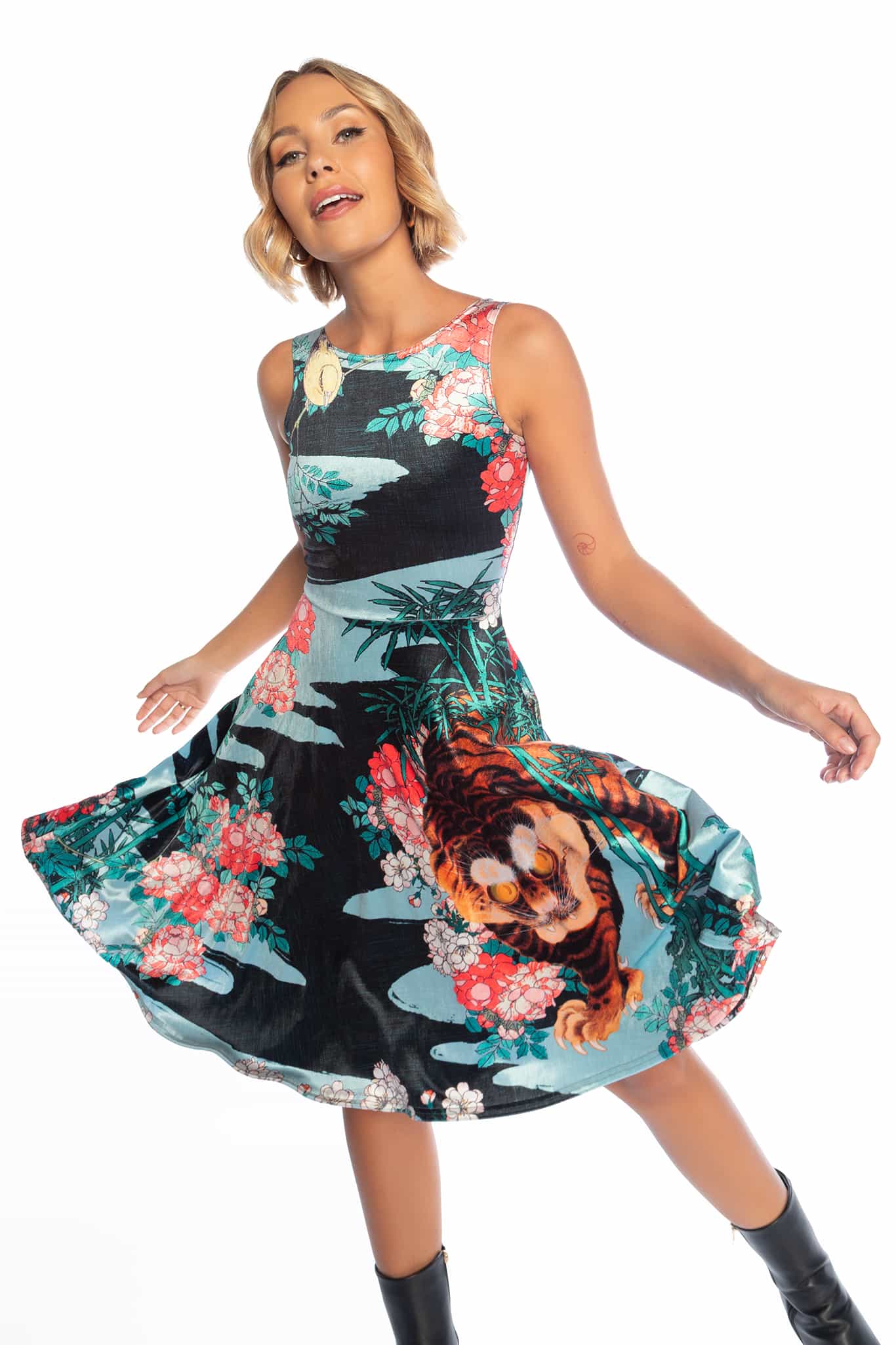 I Got That Tiger In Me Velvet Princess Midi Dress - Image 8