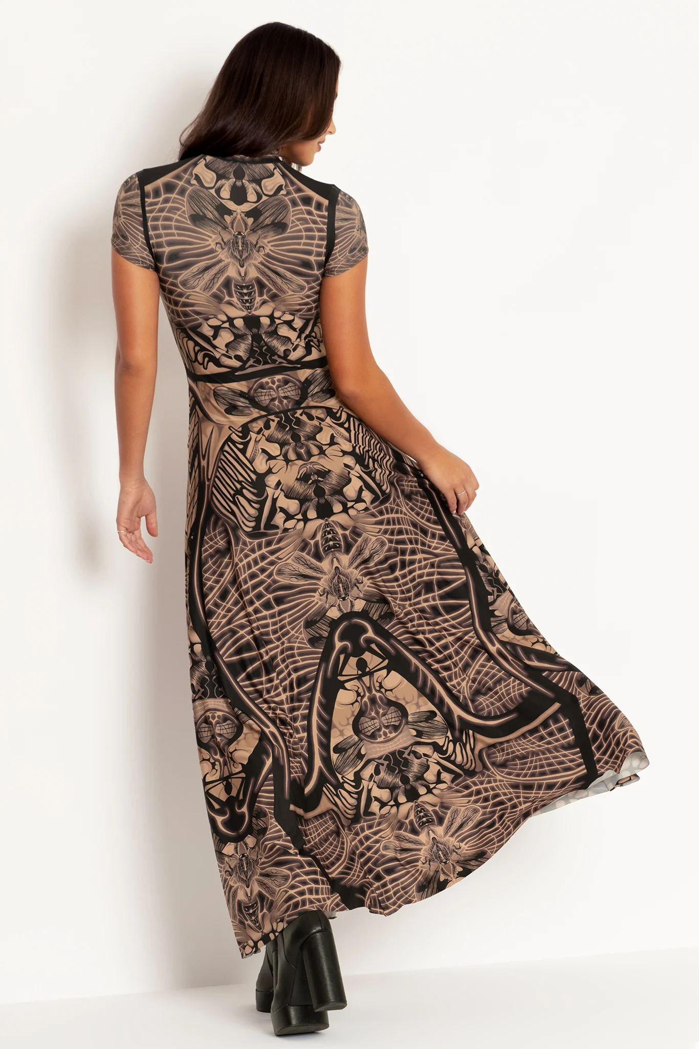 Insect Goddess High Neck Cap Sleeve Maxi Dress - Image 2