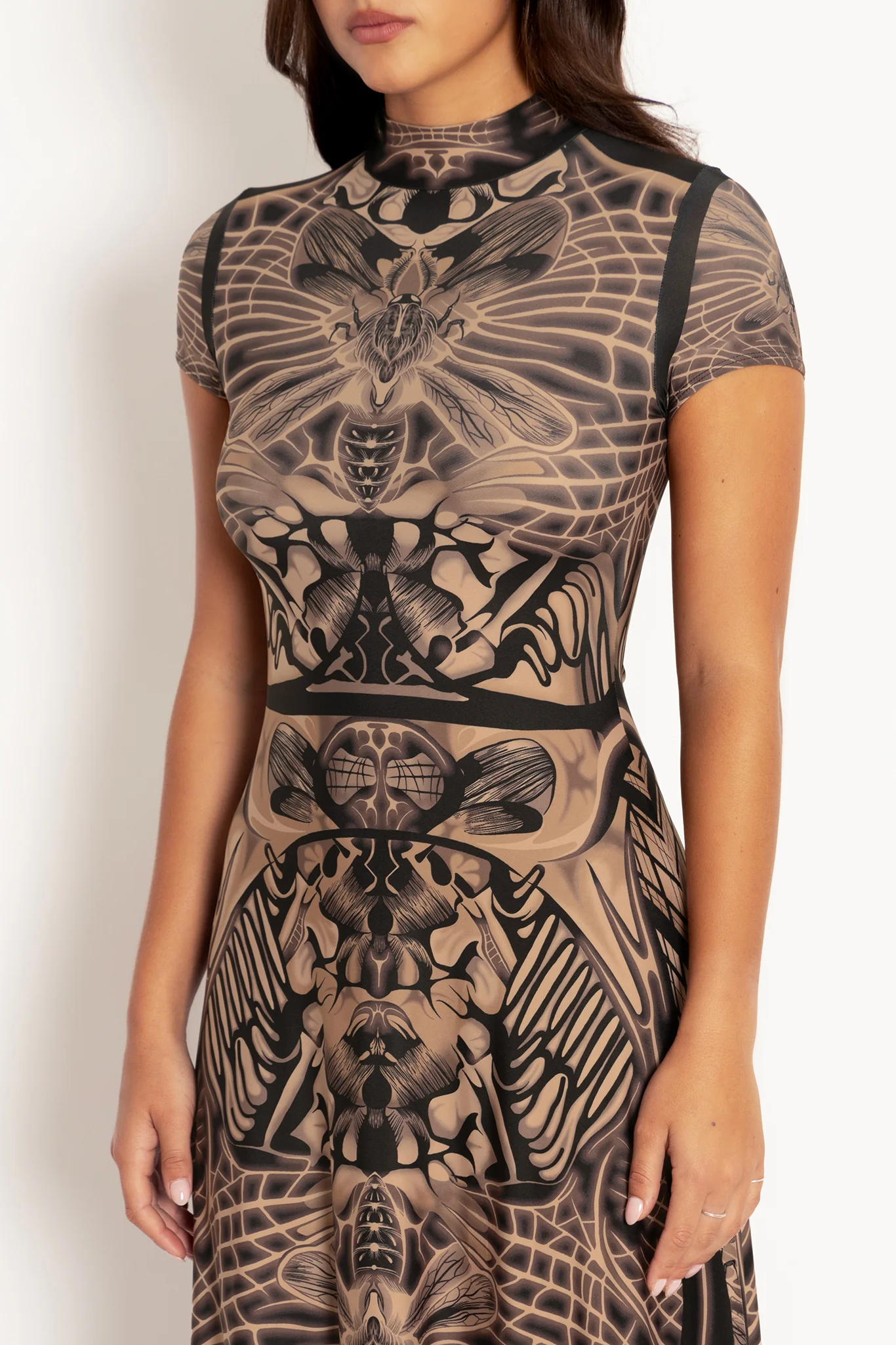 Insect Goddess High Neck Cap Sleeve Maxi Dress - Image 3