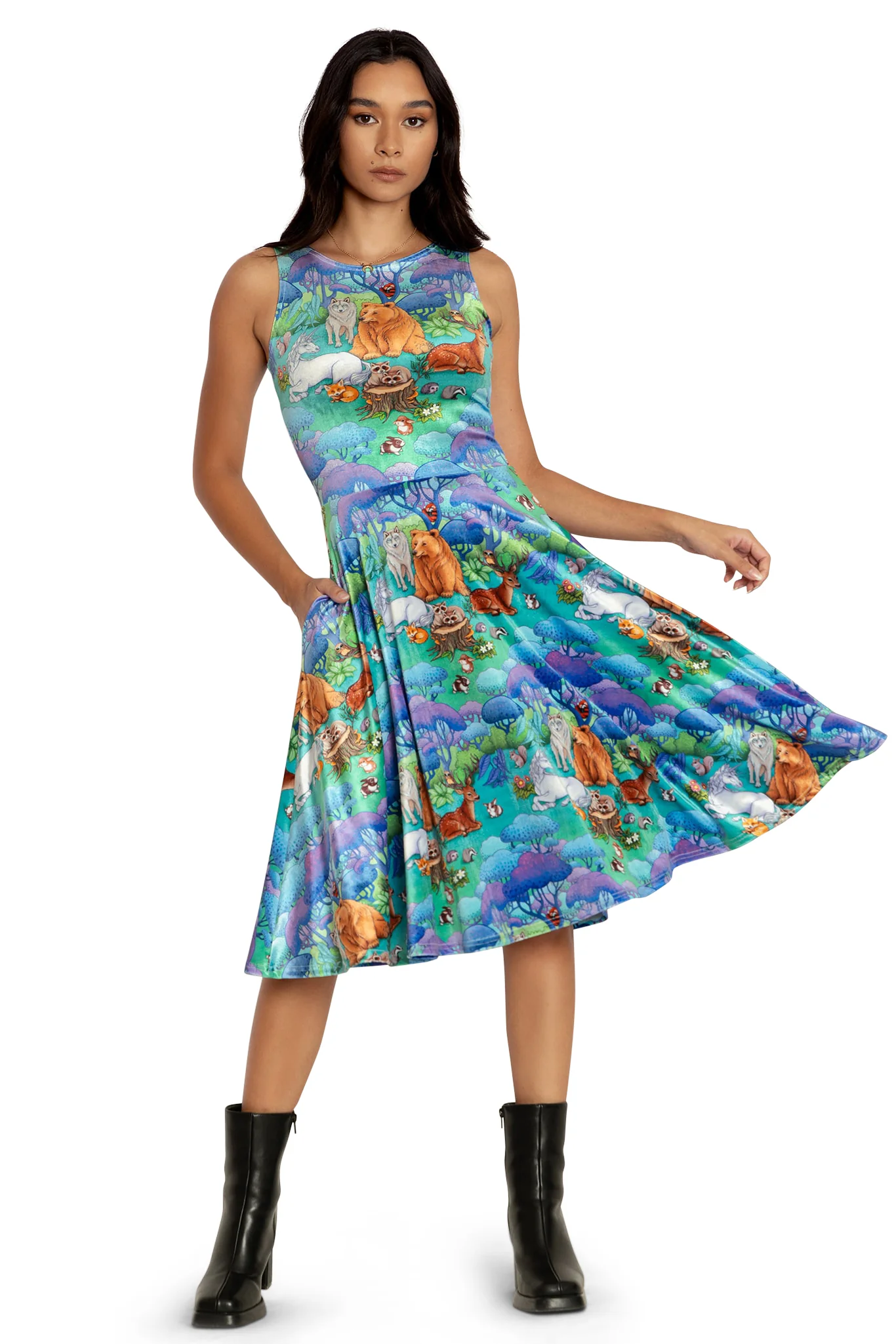 Into The Woods Velvet Princess Midi Dress