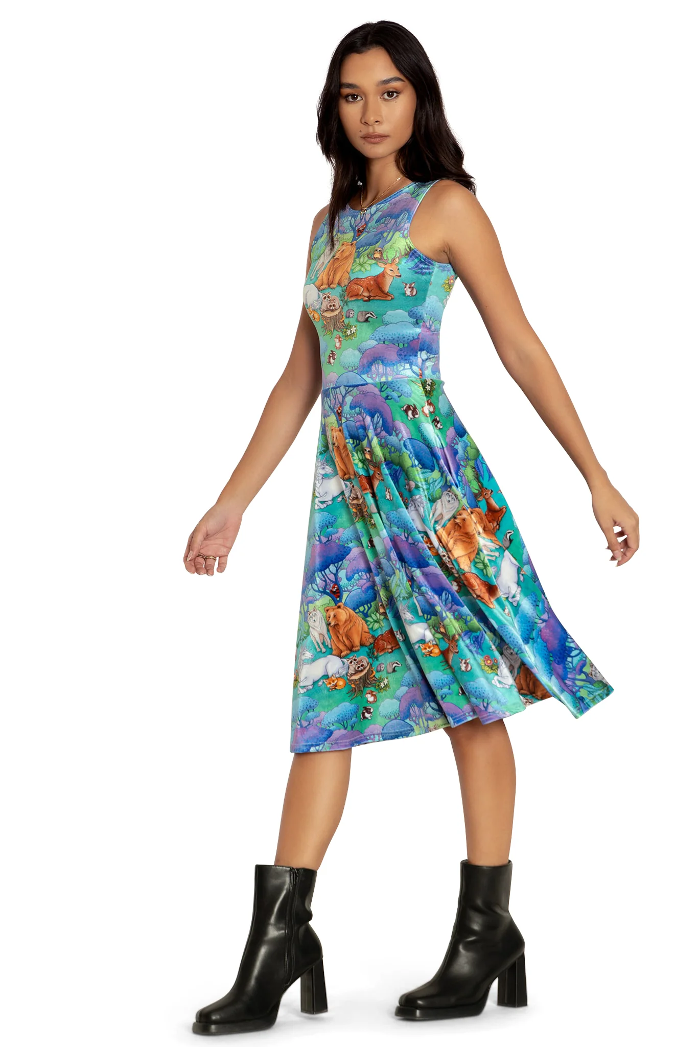 Into The Woods Velvet Princess Midi Dress - Image 5