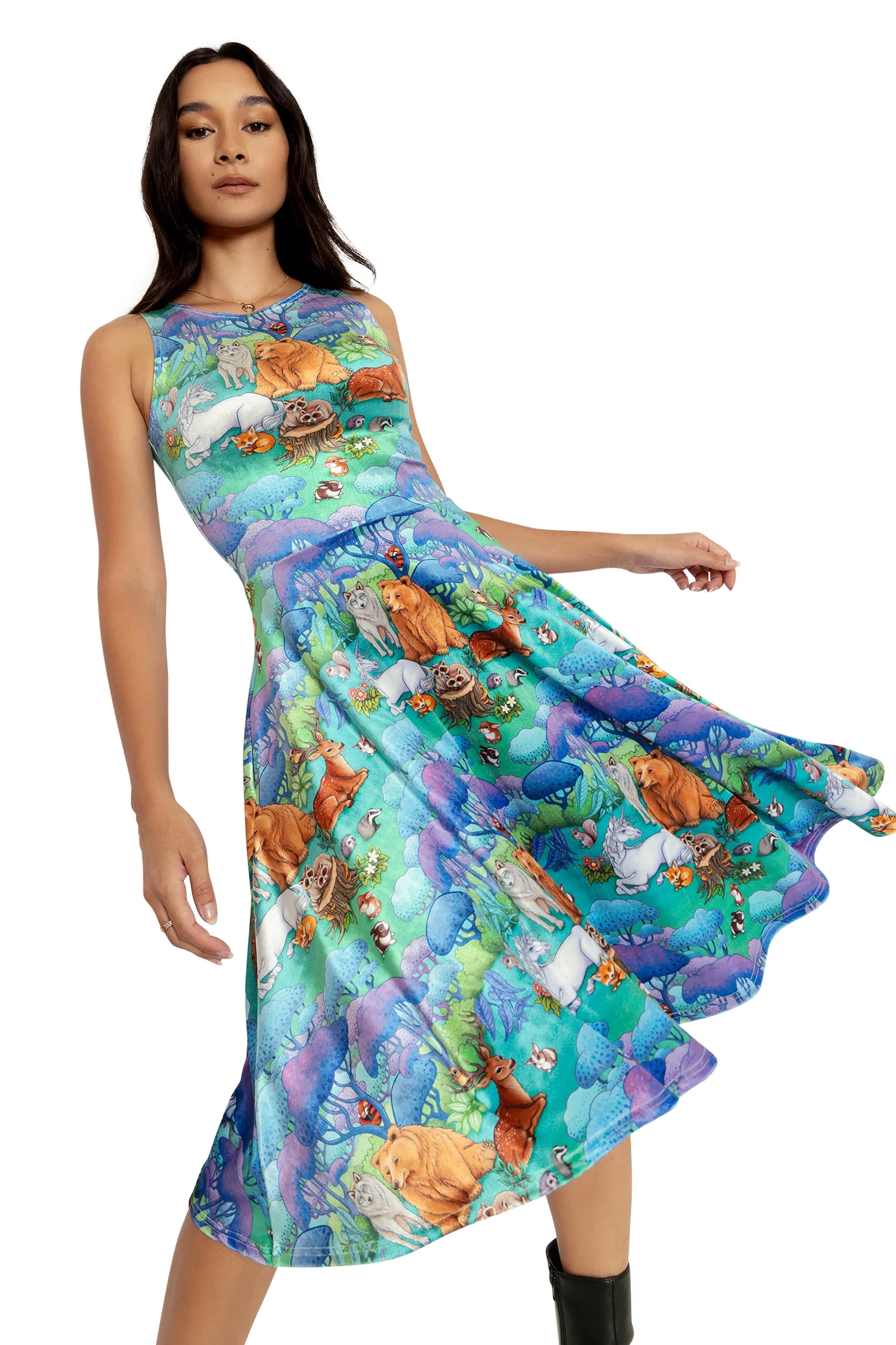 Into The Woods Velvet Princess Midi Dress - Image 6