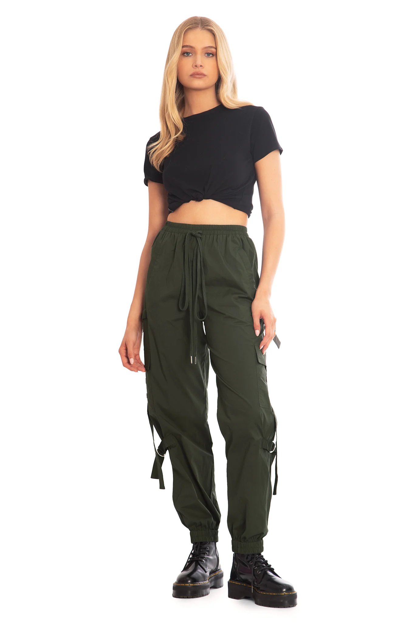Jungle Green Strappy Comfy Cargo Pants - Image 8