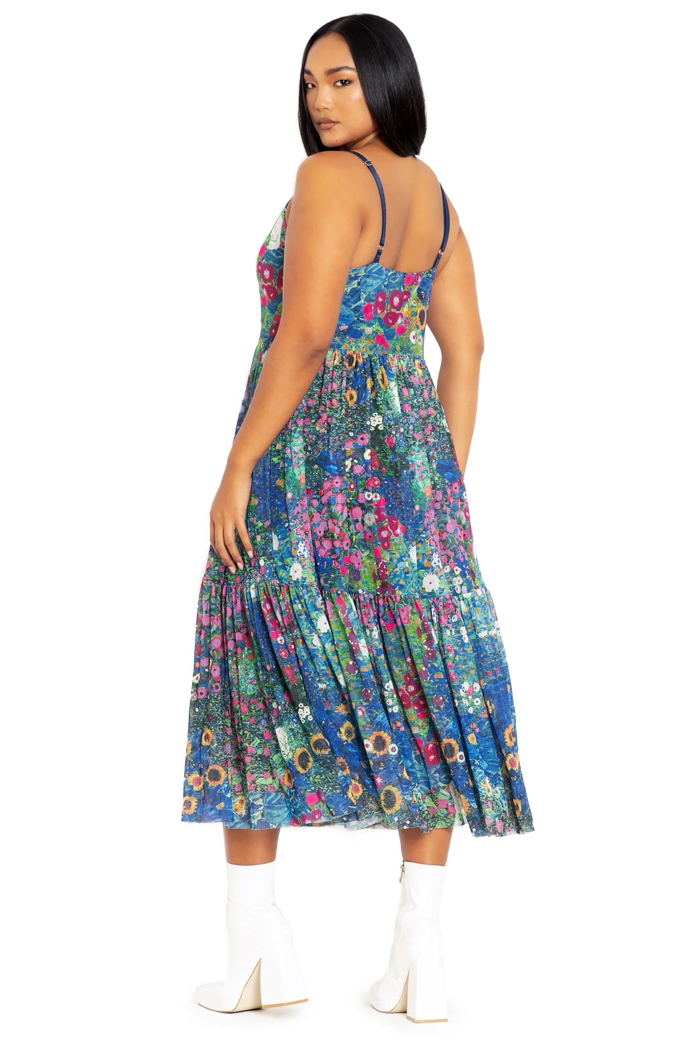 Klimt Collage Pink Sheer Midaxi Dress - Image 2